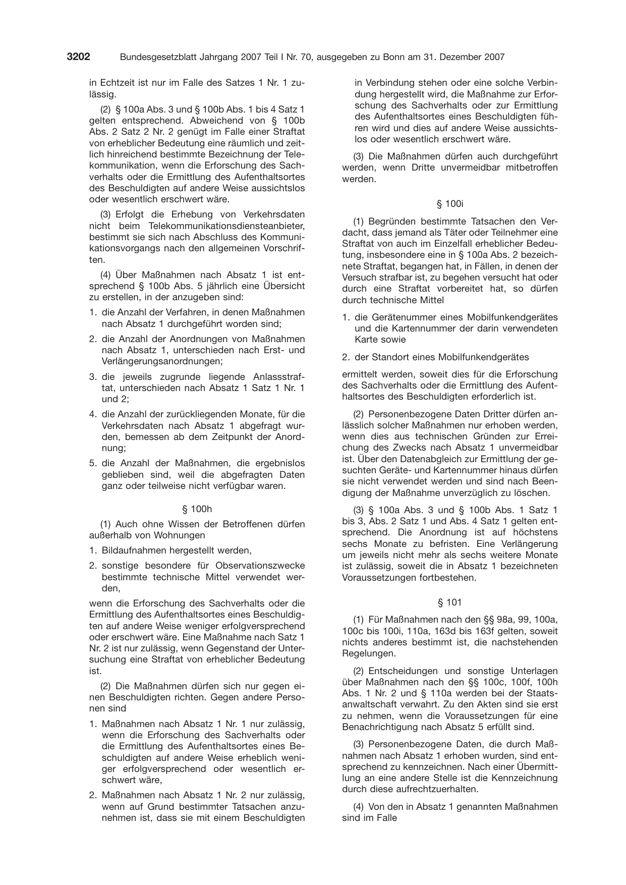 BGBl. 2007, Seite 3202 — Originalseite als Abbildung