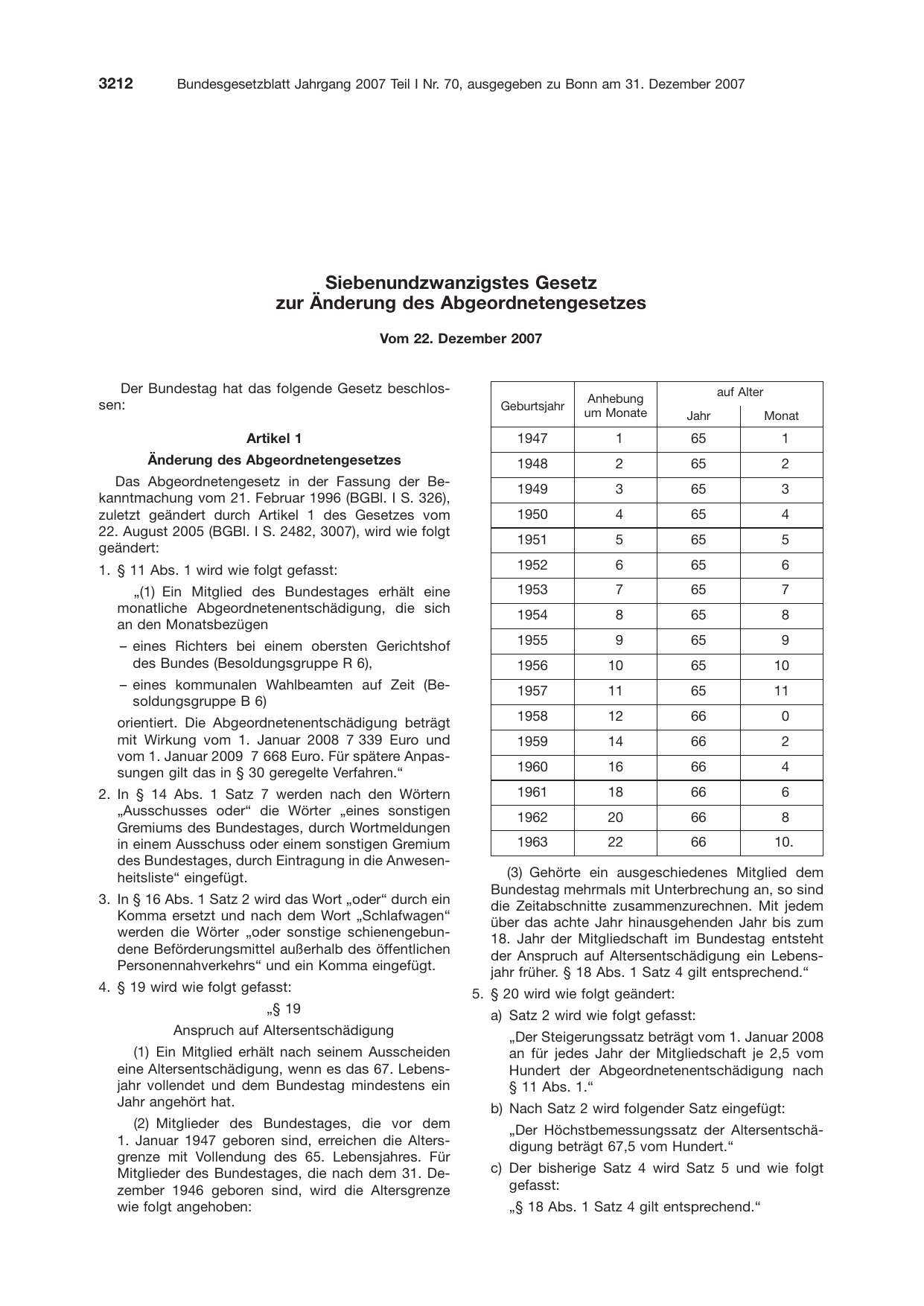 BGBl. 2007, Seite 3212 — Originalseite als Abbildung