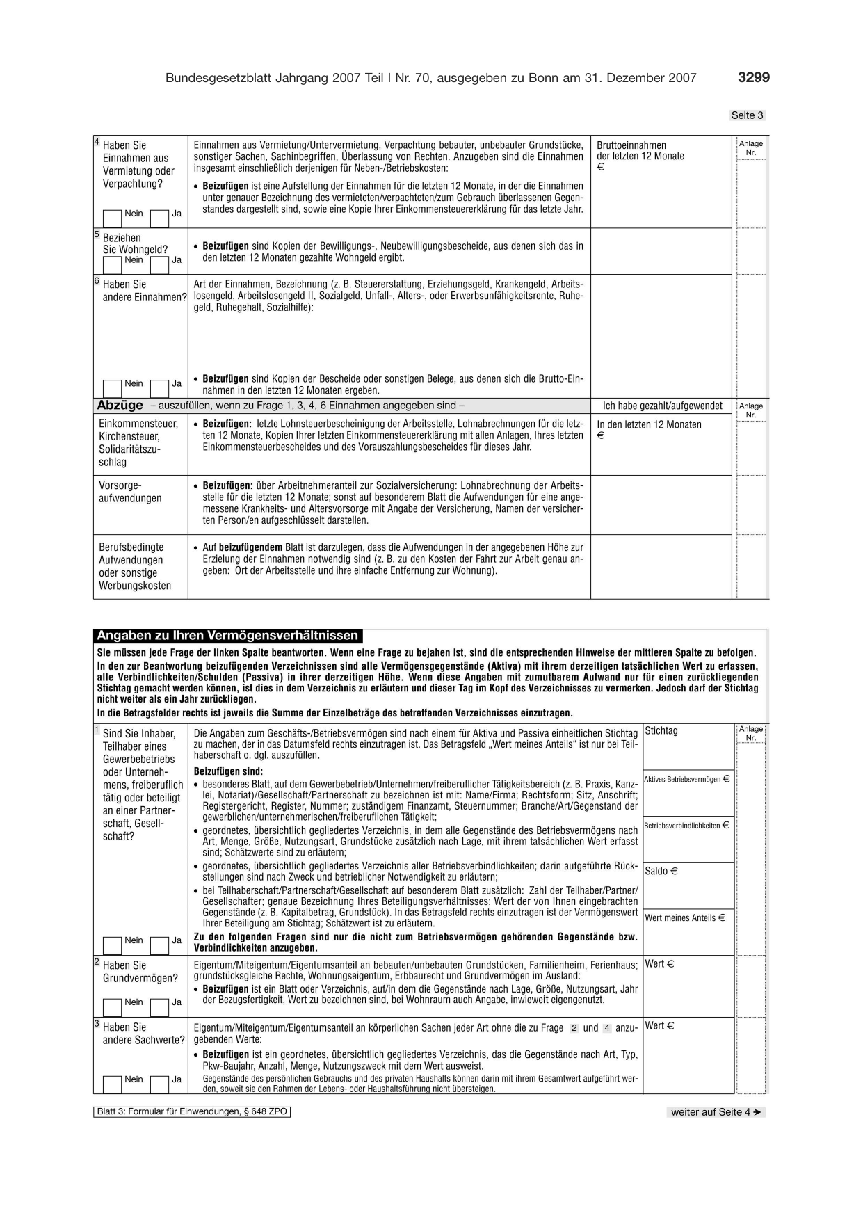 BGBl. 2007, Seite 3299 — Originalseite als Abbildung