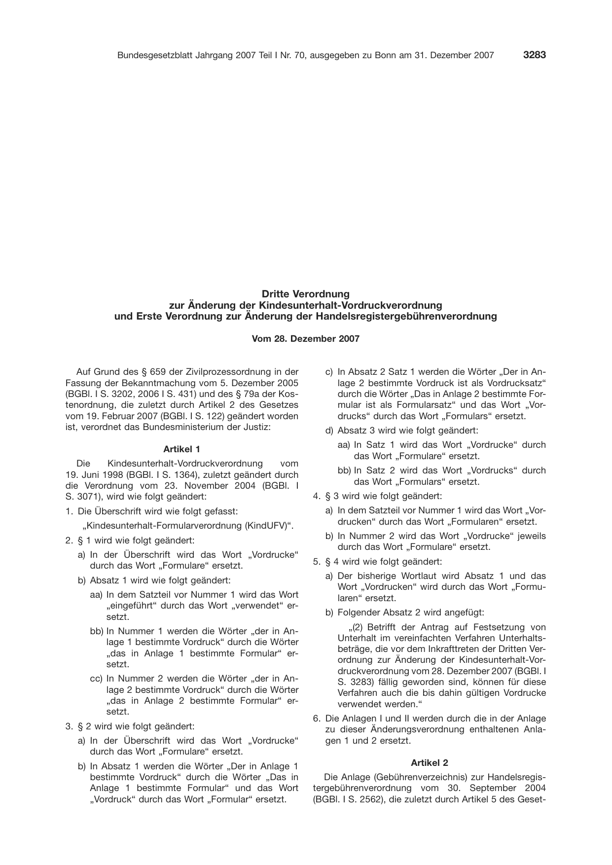 BGBl. 2007, Seite 3283 — Originalseite als Abbildung