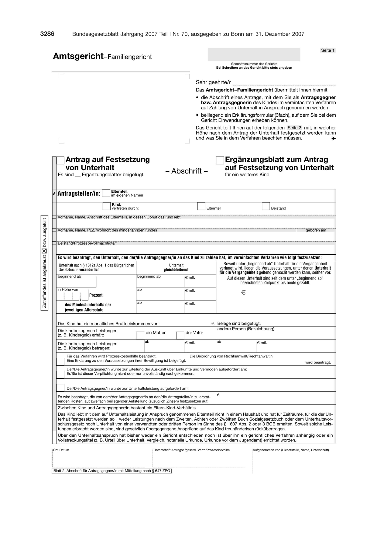 BGBl. 2007, Seite 3286 — Originalseite als Abbildung