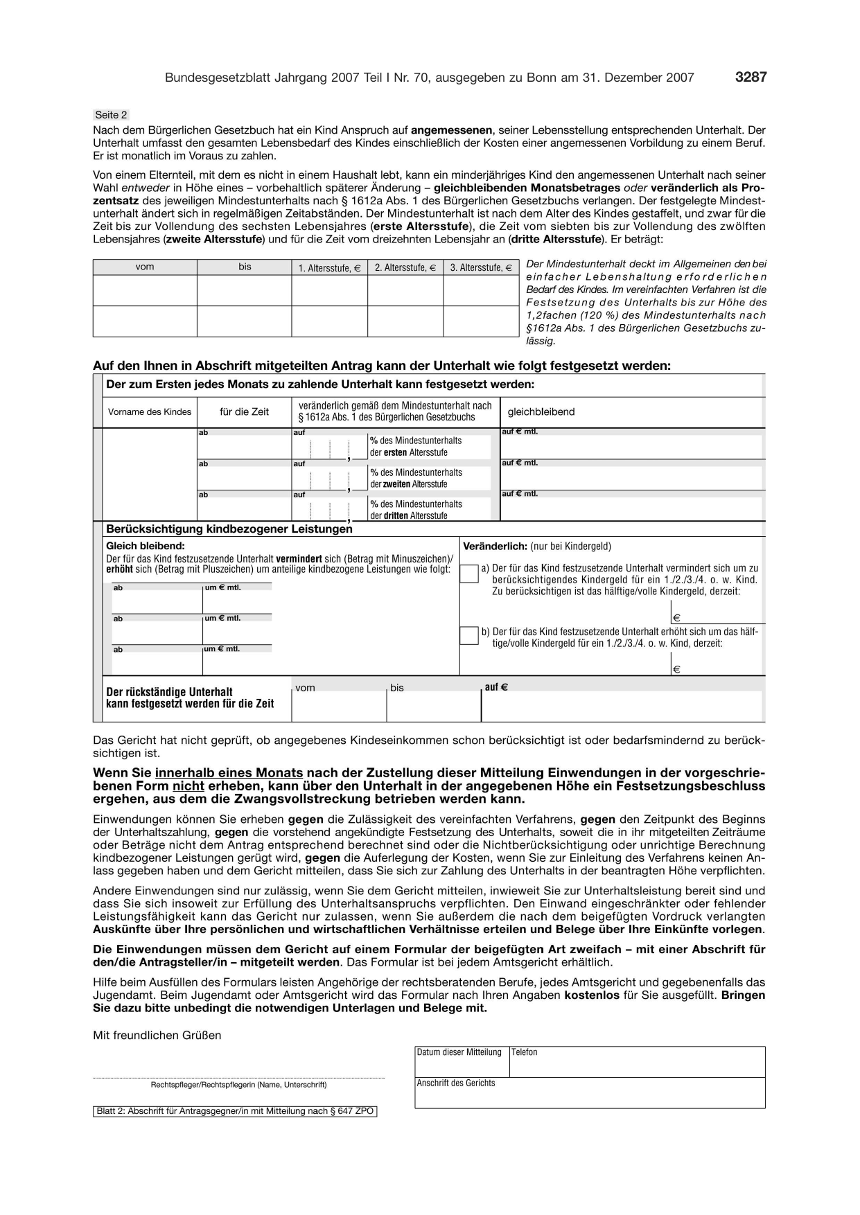 BGBl. 2007, Seite 3287 — Originalseite als Abbildung