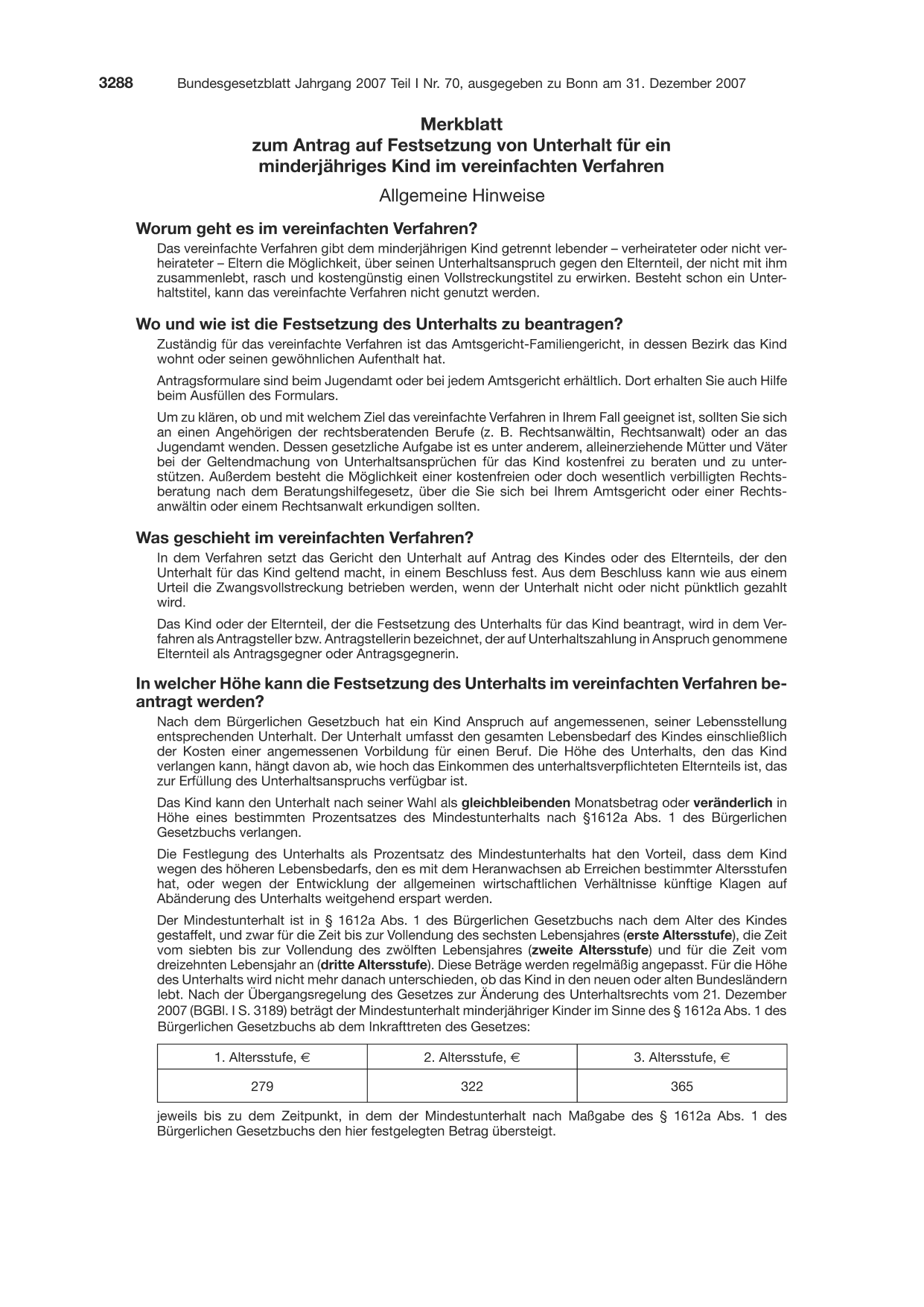 BGBl. 2007, Seite 3288 — Originalseite als Abbildung