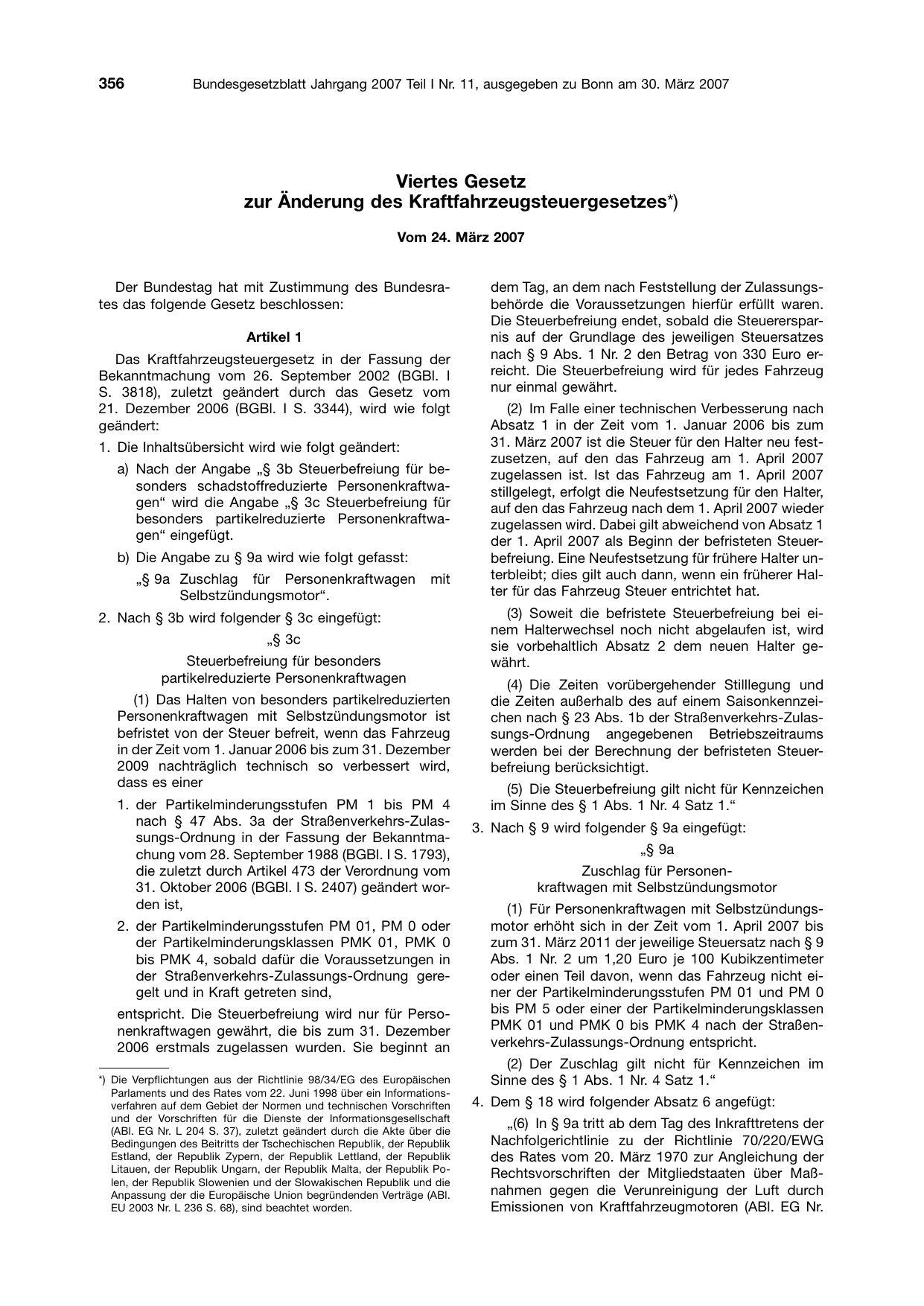 BGBl. 2007, Seite 356 — Originalseite als Abbildung