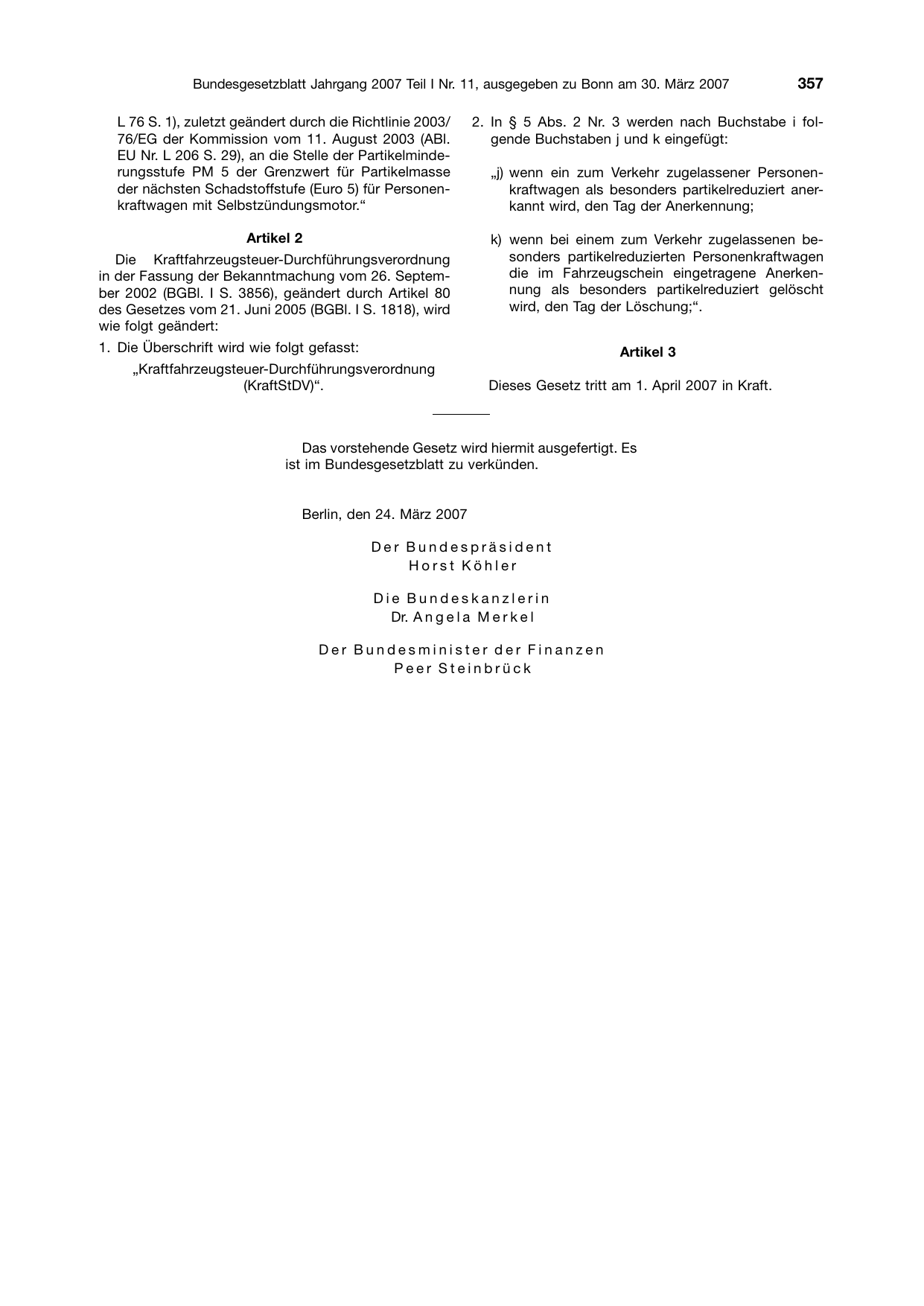 BGBl. 2007, Seite 357 — Originalseite als Abbildung
