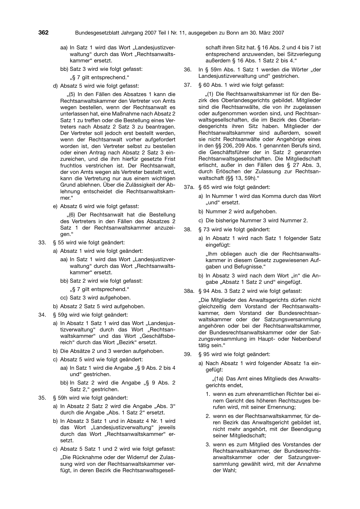 BGBl. 2007, Seite 362 — Originalseite als Abbildung