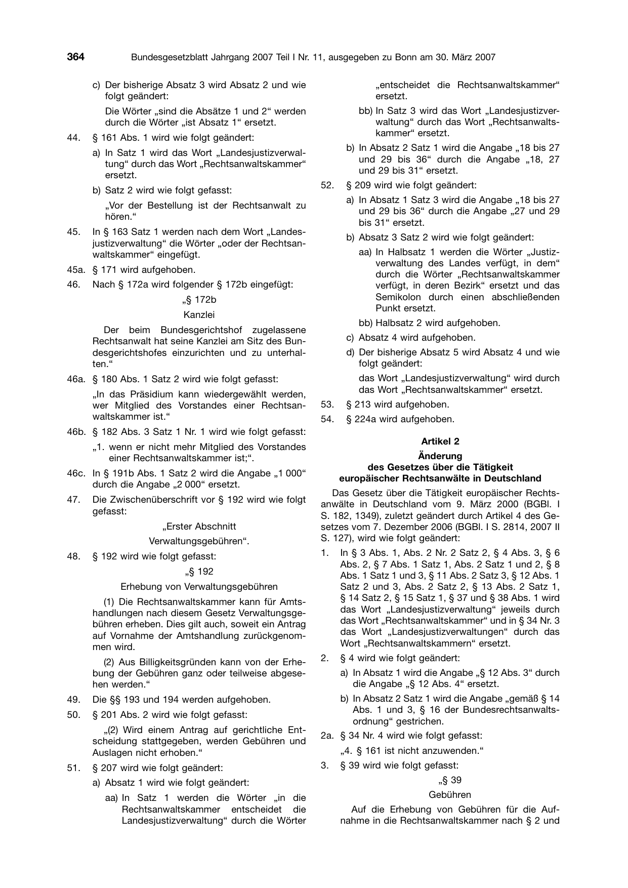 BGBl. 2007, Seite 364 — Originalseite als Abbildung