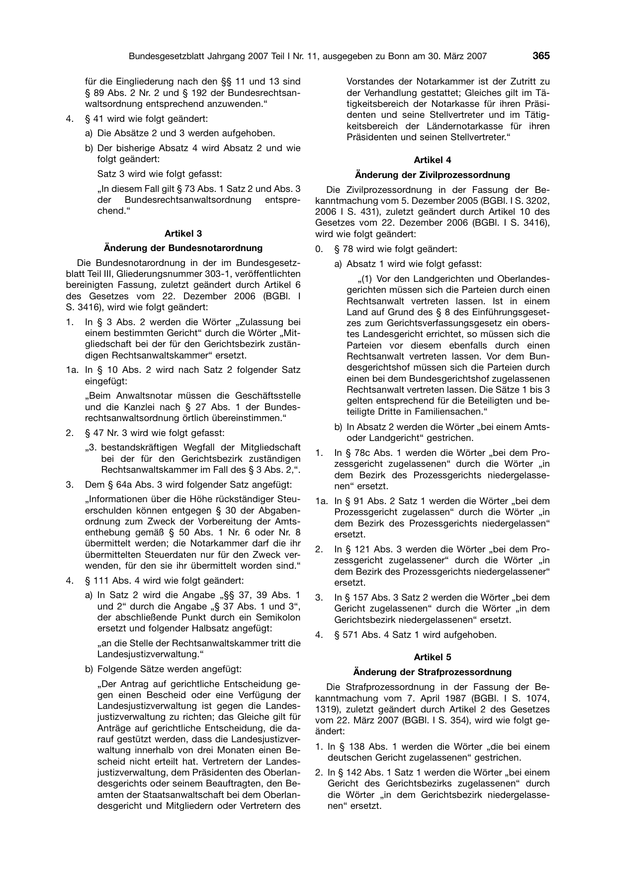 BGBl. 2007, Seite 365 — Originalseite als Abbildung