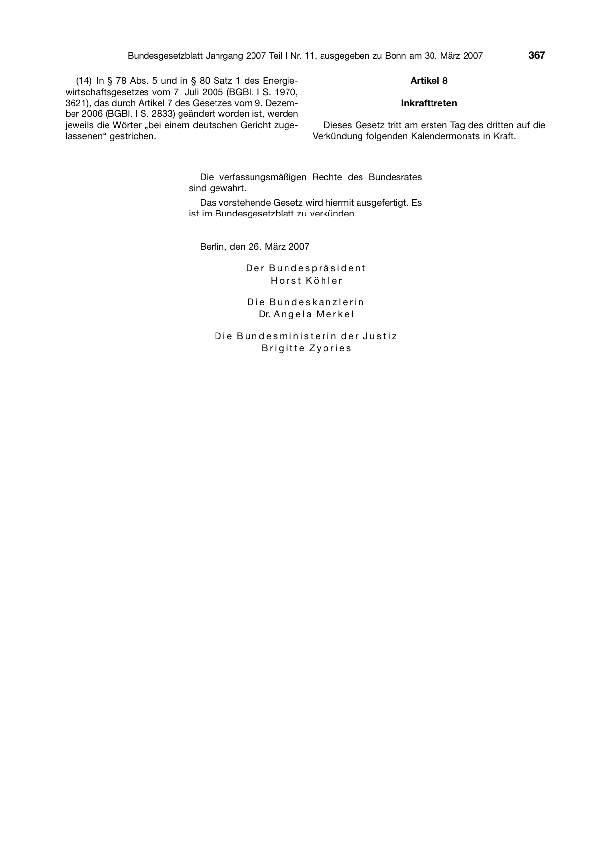 BGBl. 2007, Seite 367 — Originalseite als Abbildung