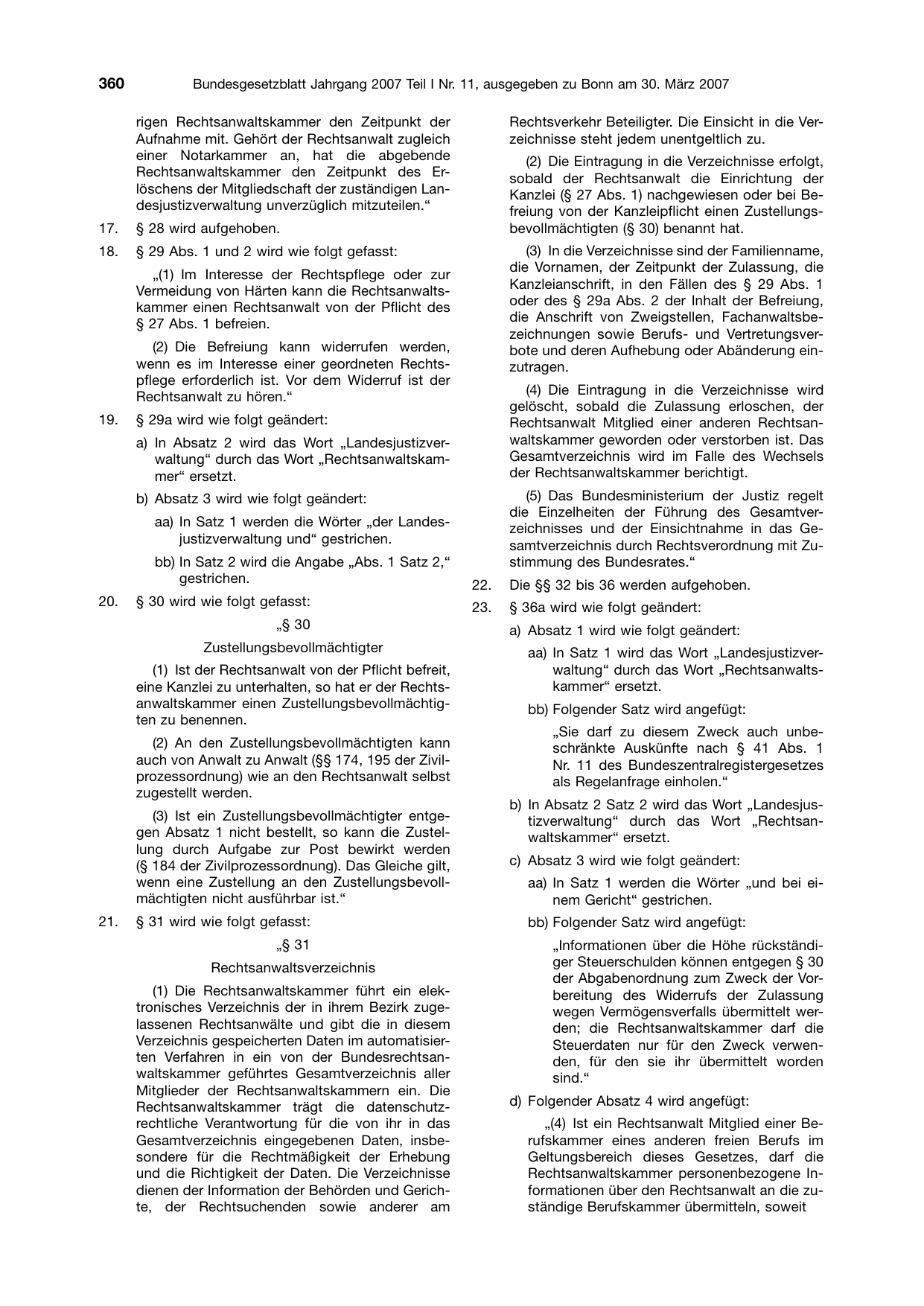 BGBl. 2007, Seite 360 — Originalseite als Abbildung