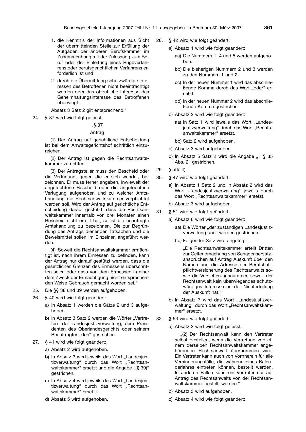 BGBl. 2007, Seite 361 — Originalseite als Abbildung