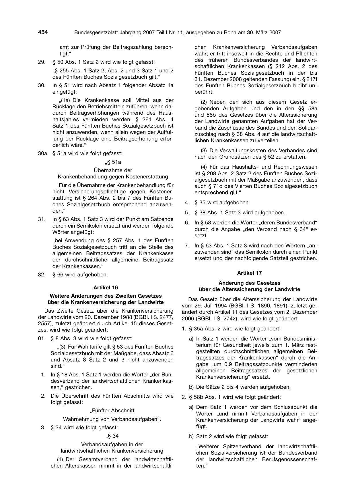 BGBl. 2007, Seite 454 — Originalseite als Abbildung