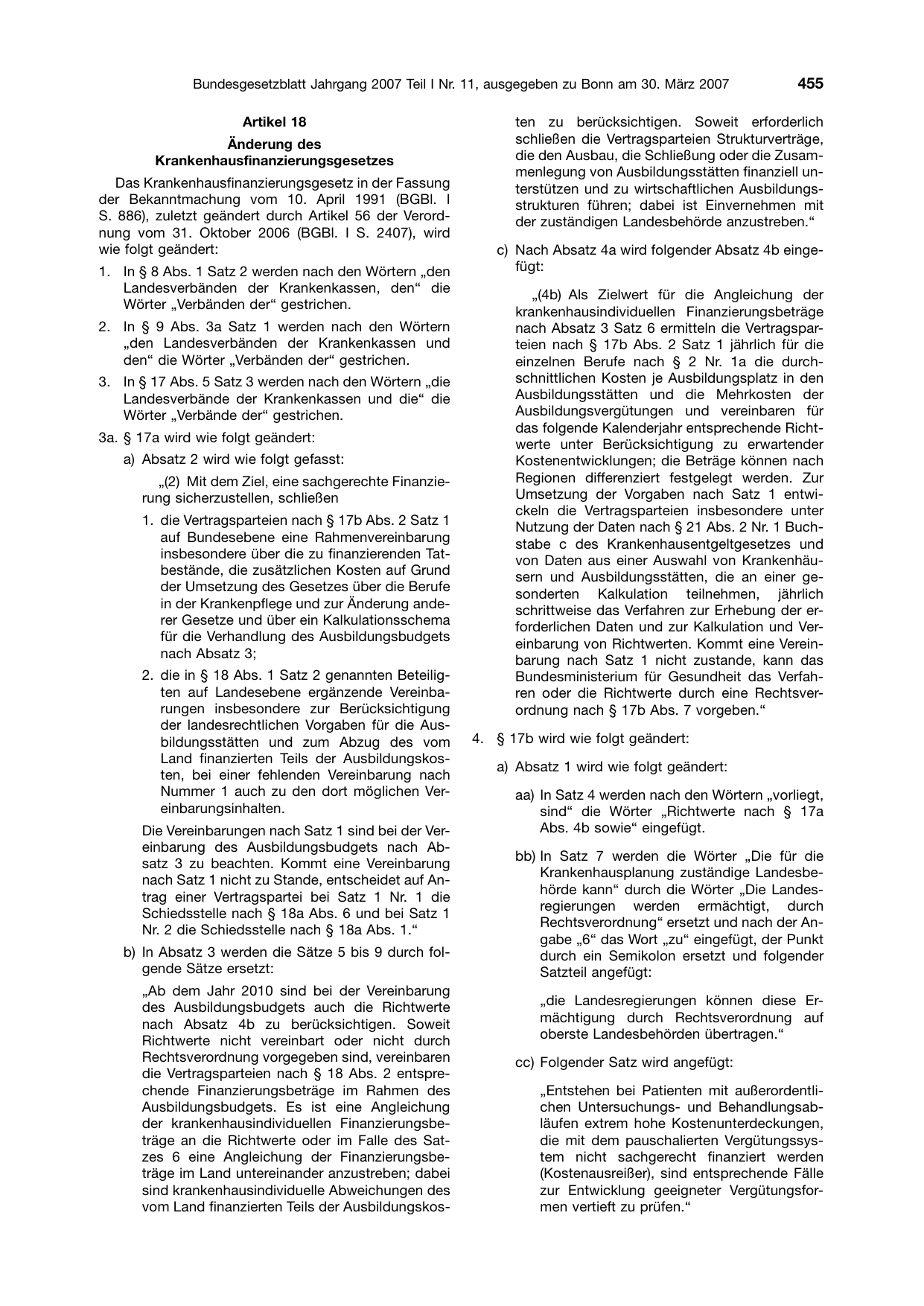 BGBl. 2007, Seite 455 — Originalseite als Abbildung