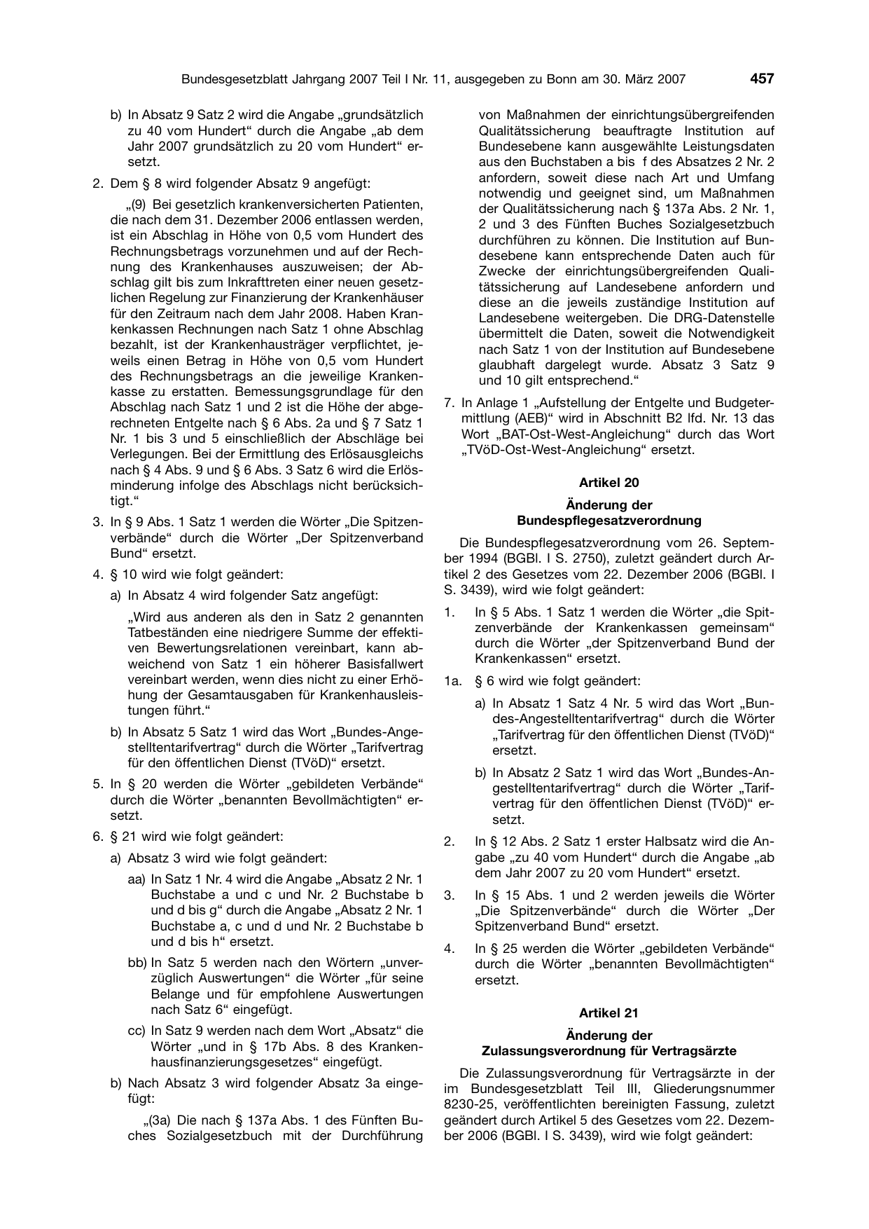 BGBl. 2007, Seite 457 — Originalseite als Abbildung