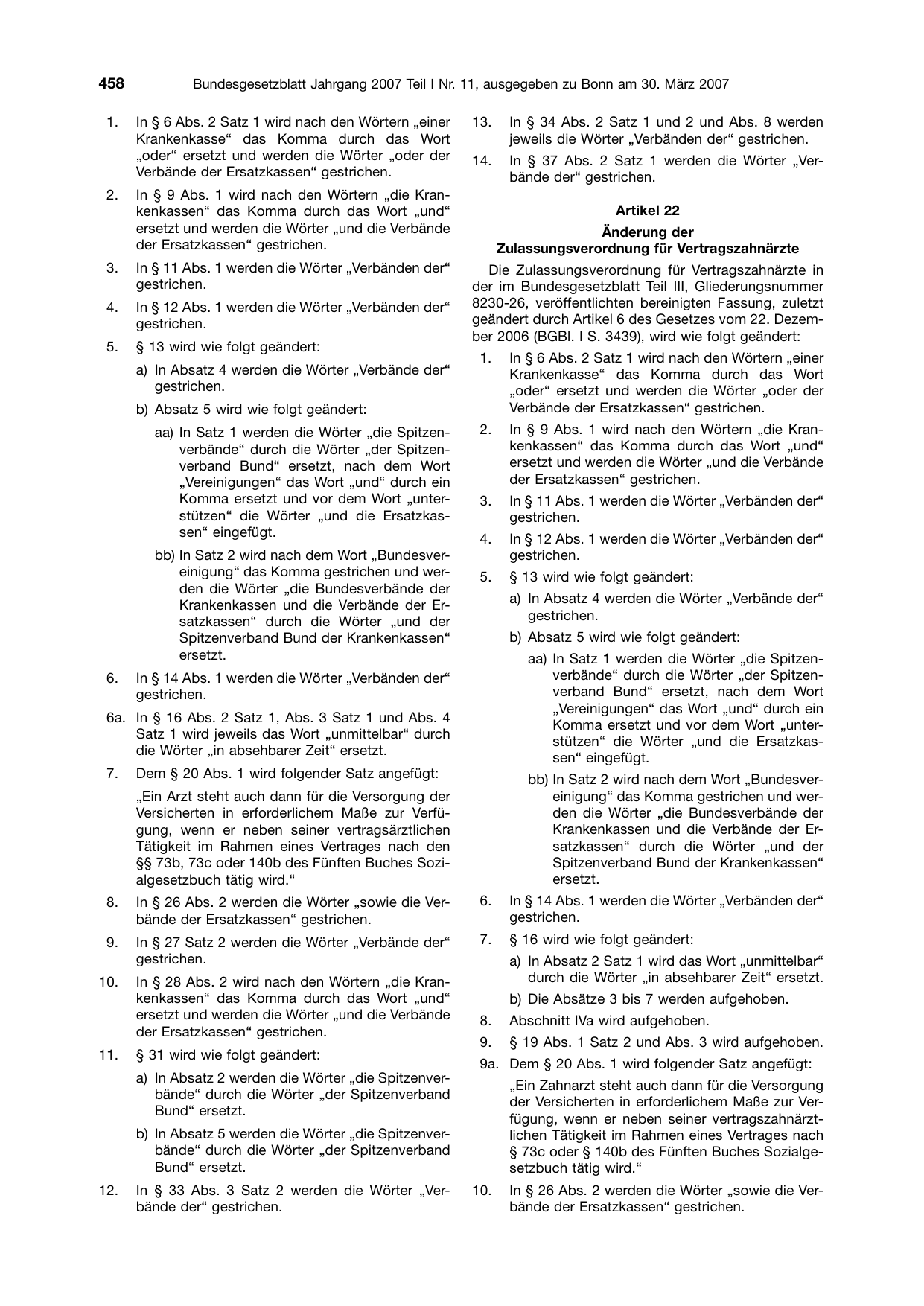 BGBl. 2007, Seite 458 — Originalseite als Abbildung