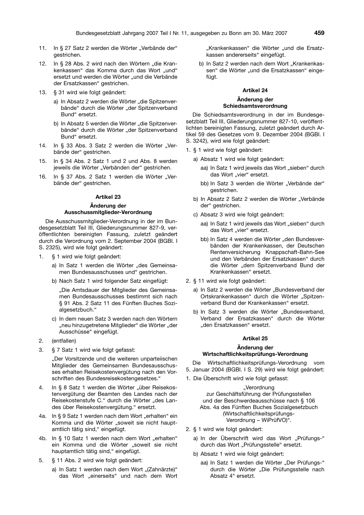 BGBl. 2007, Seite 459 — Originalseite als Abbildung