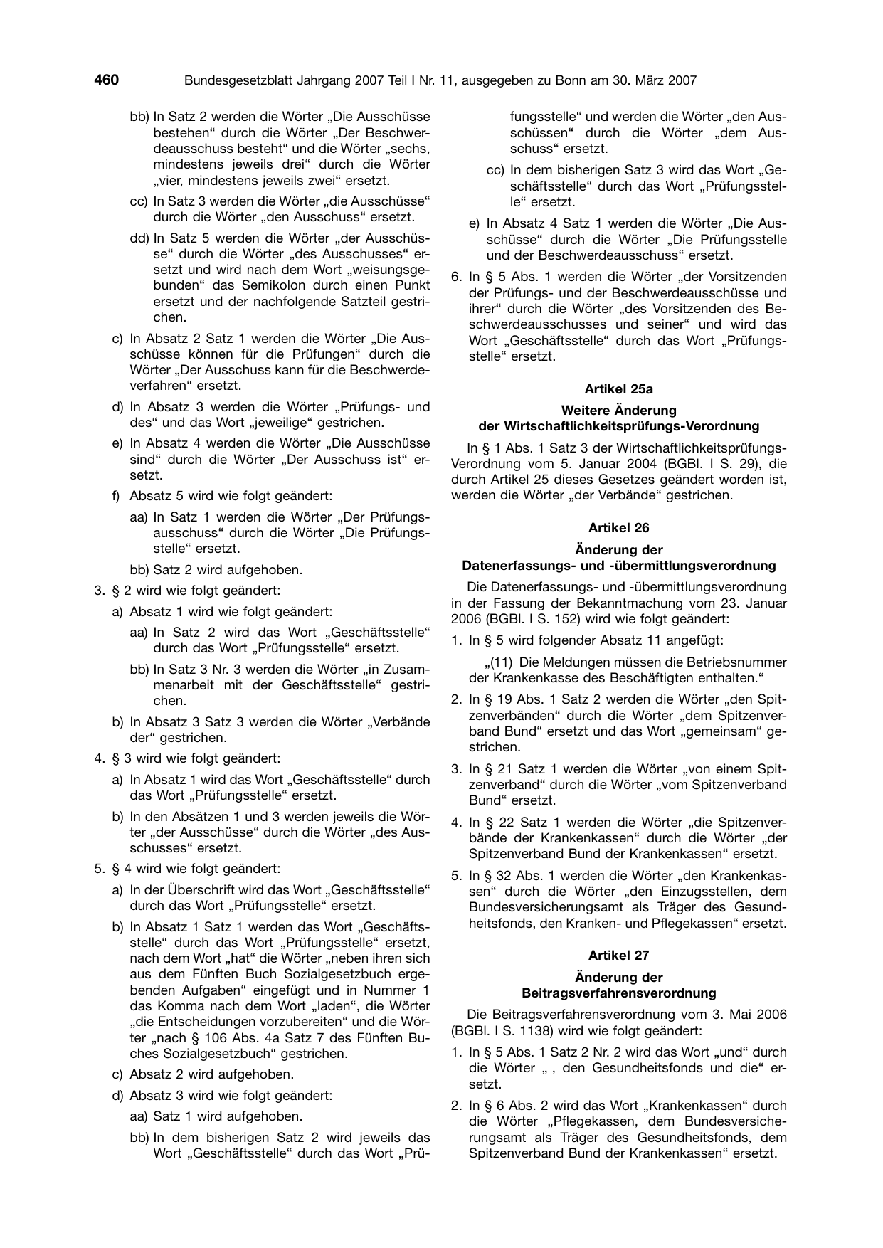 BGBl. 2007, Seite 460 — Originalseite als Abbildung
