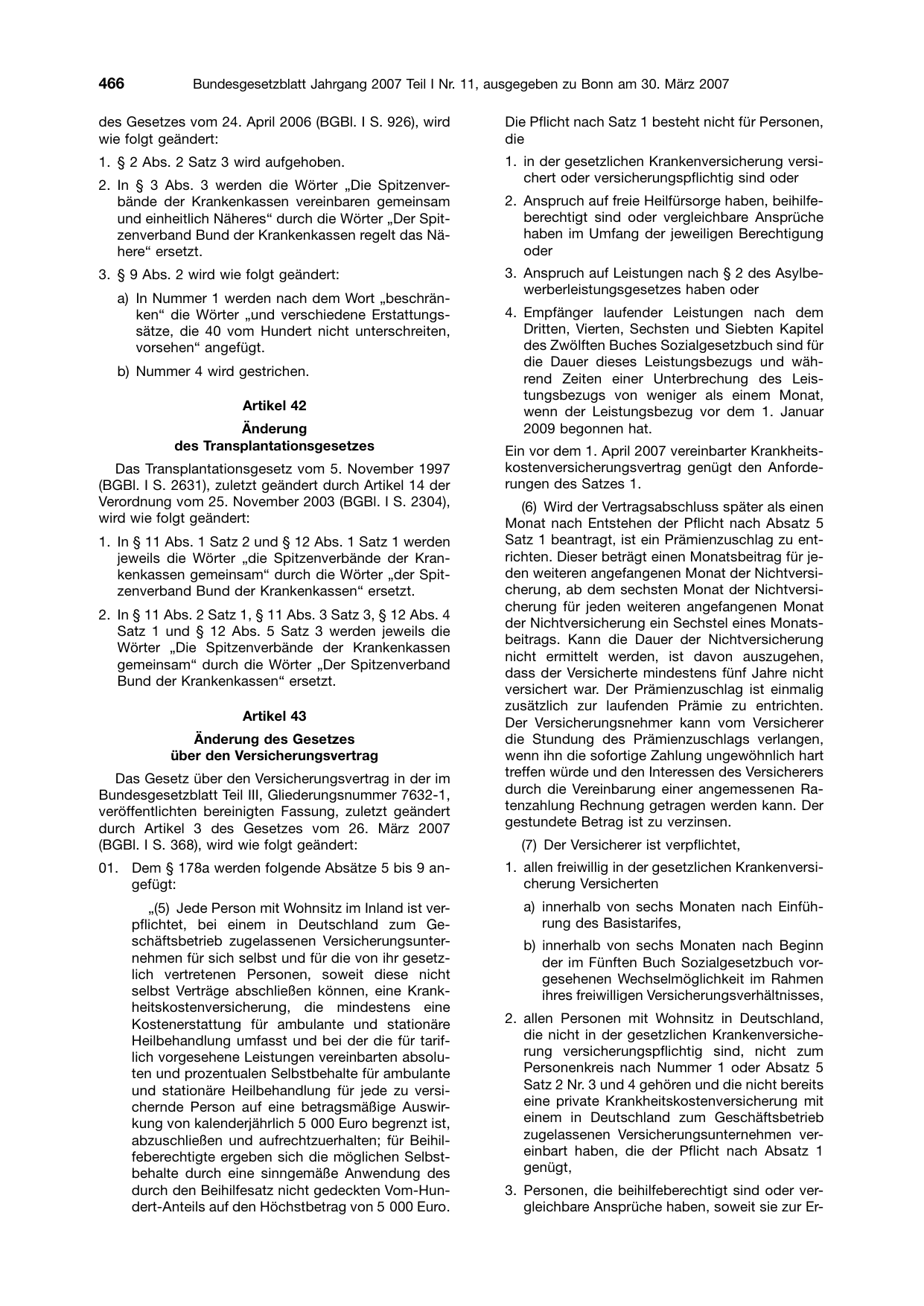 BGBl. 2007, Seite 466 — Originalseite als Abbildung