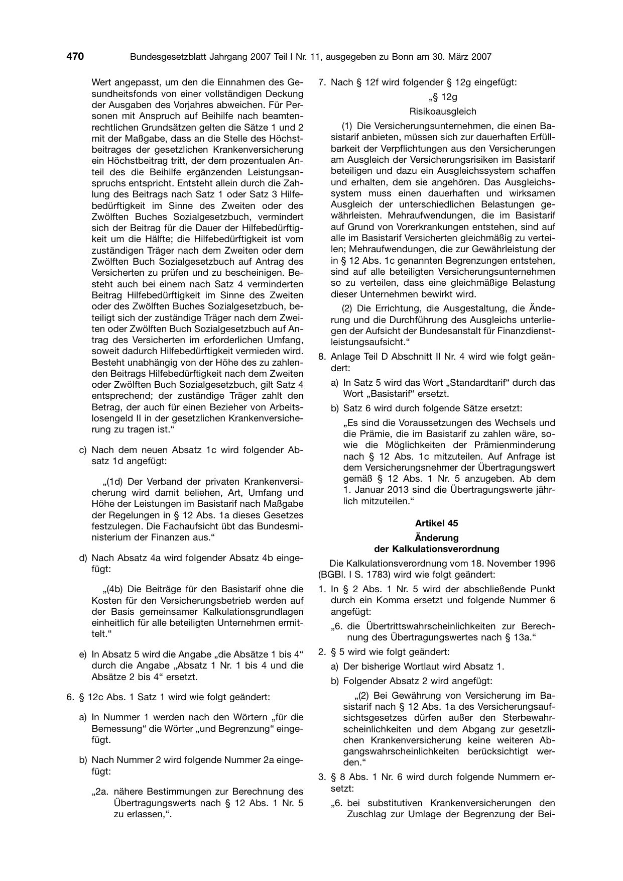 BGBl. 2007, Seite 470 — Originalseite als Abbildung