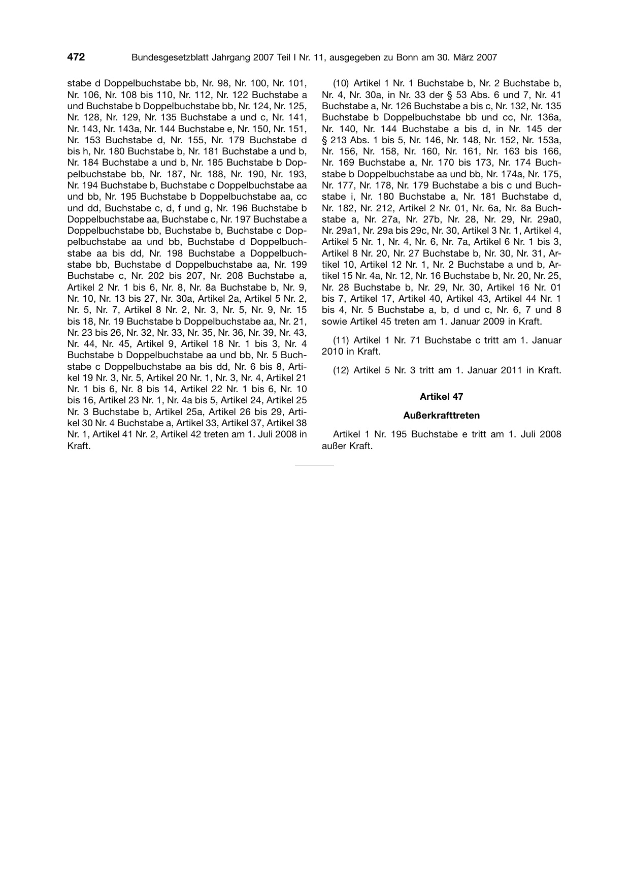 BGBl. 2007, Seite 472 — Originalseite als Abbildung