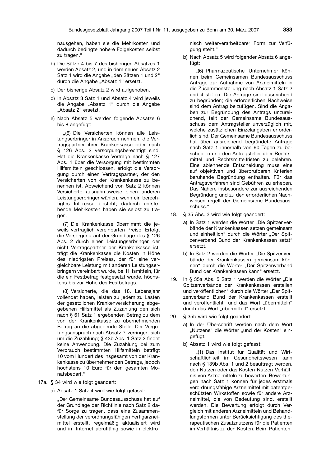 BGBl. 2007, Seite 383 — Originalseite als Abbildung