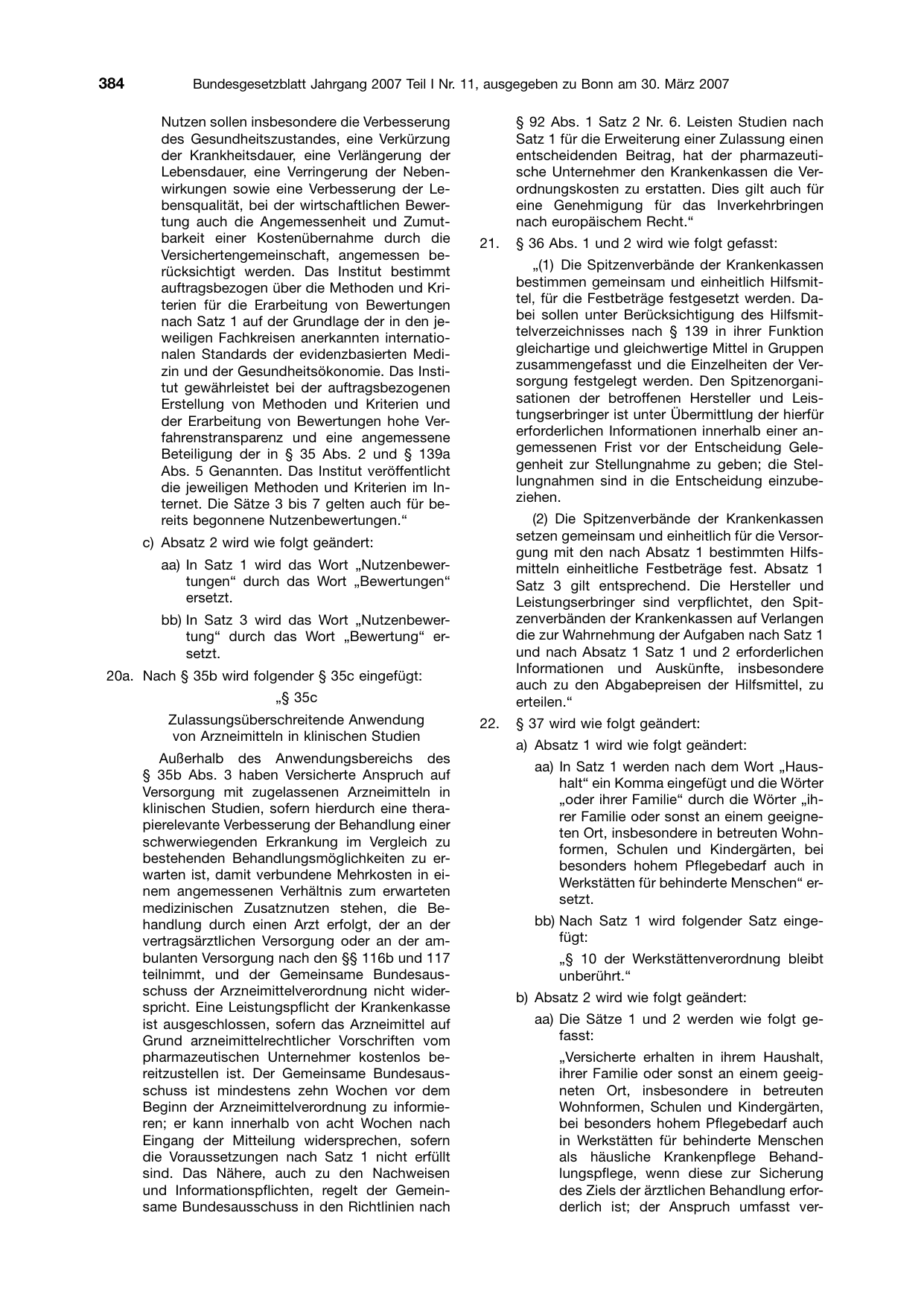 BGBl. 2007, Seite 384 — Originalseite als Abbildung