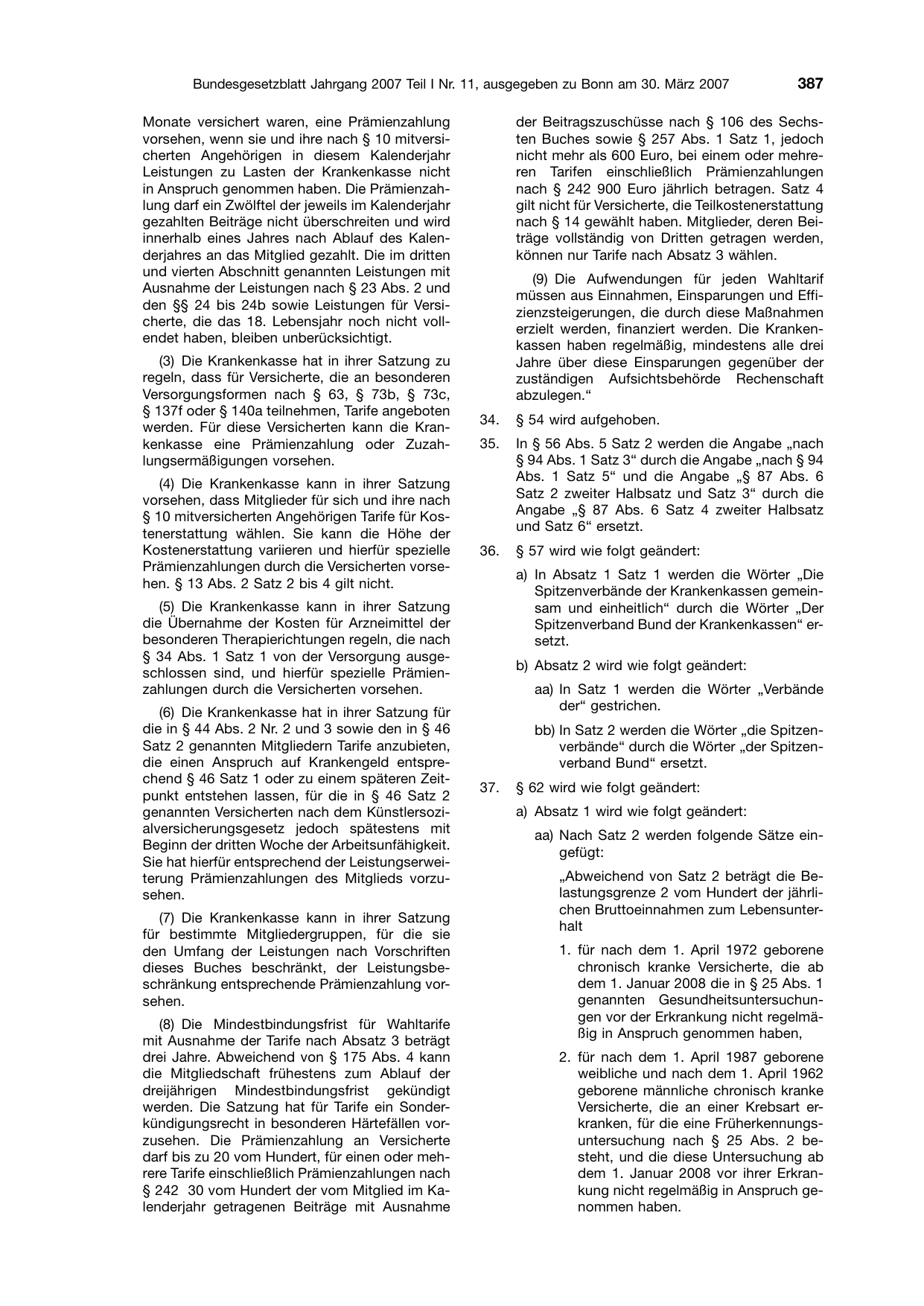 BGBl. 2007, Seite 387 — Originalseite als Abbildung