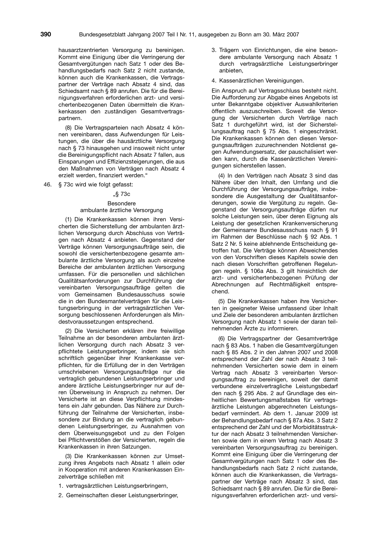BGBl. 2007, Seite 390 — Originalseite als Abbildung