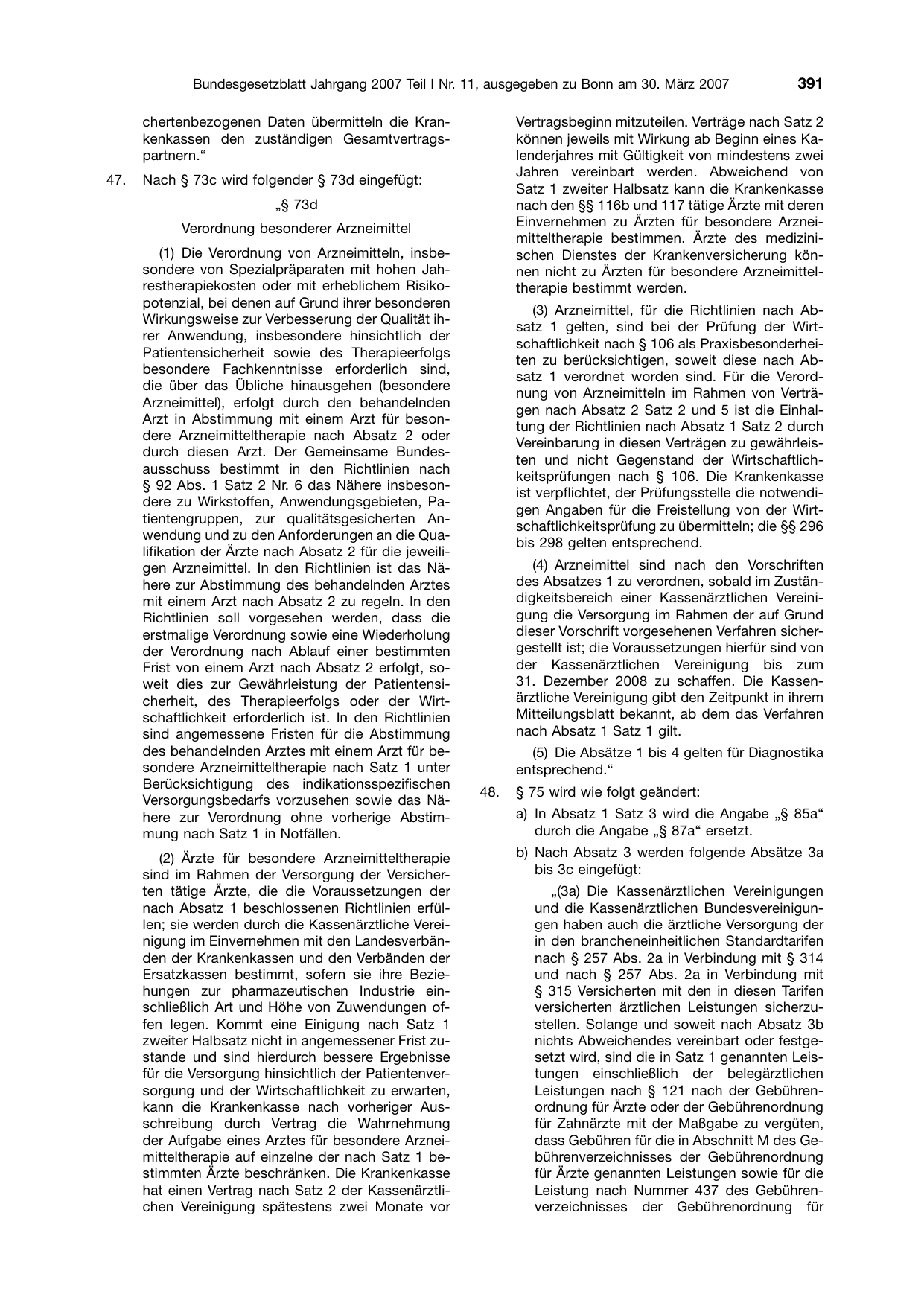BGBl. 2007, Seite 391 — Originalseite als Abbildung