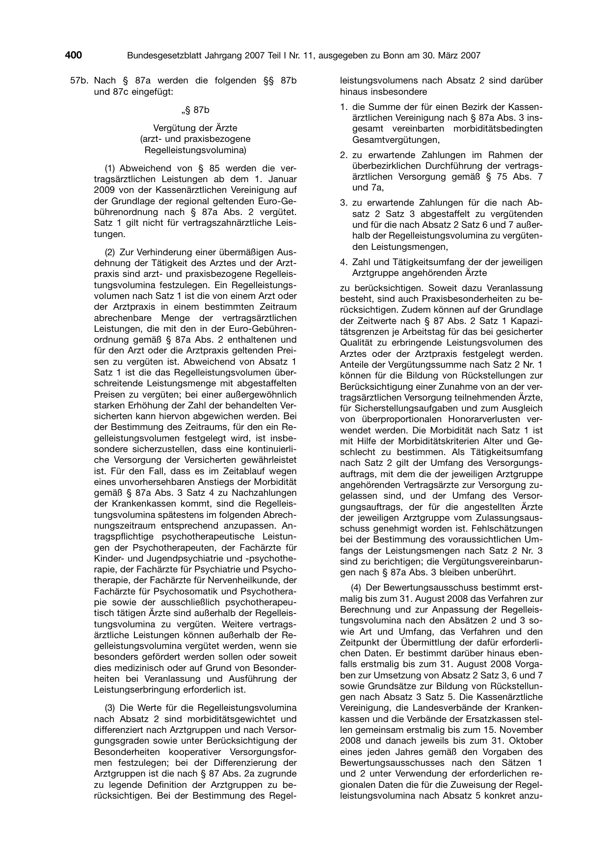 BGBl. 2007, Seite 400 — Originalseite als Abbildung