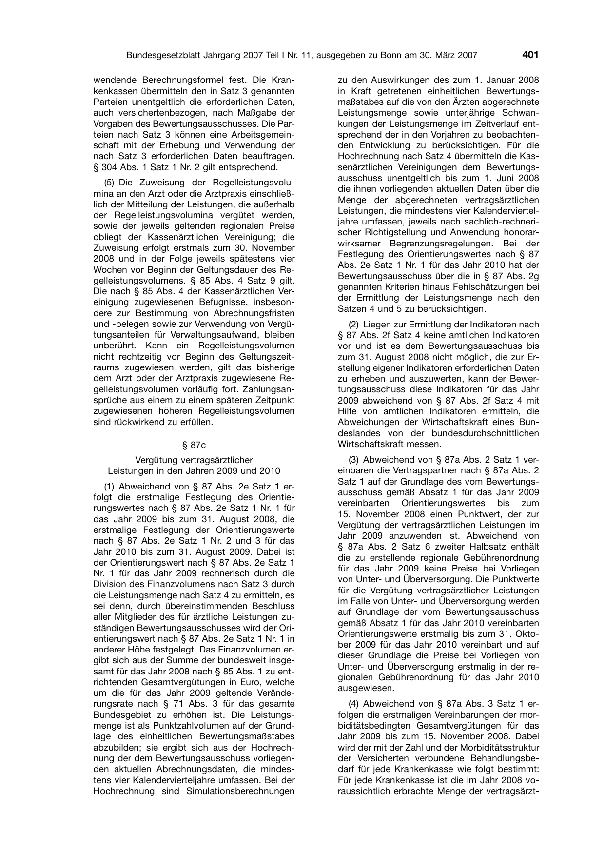 BGBl. 2007, Seite 401 — Originalseite als Abbildung