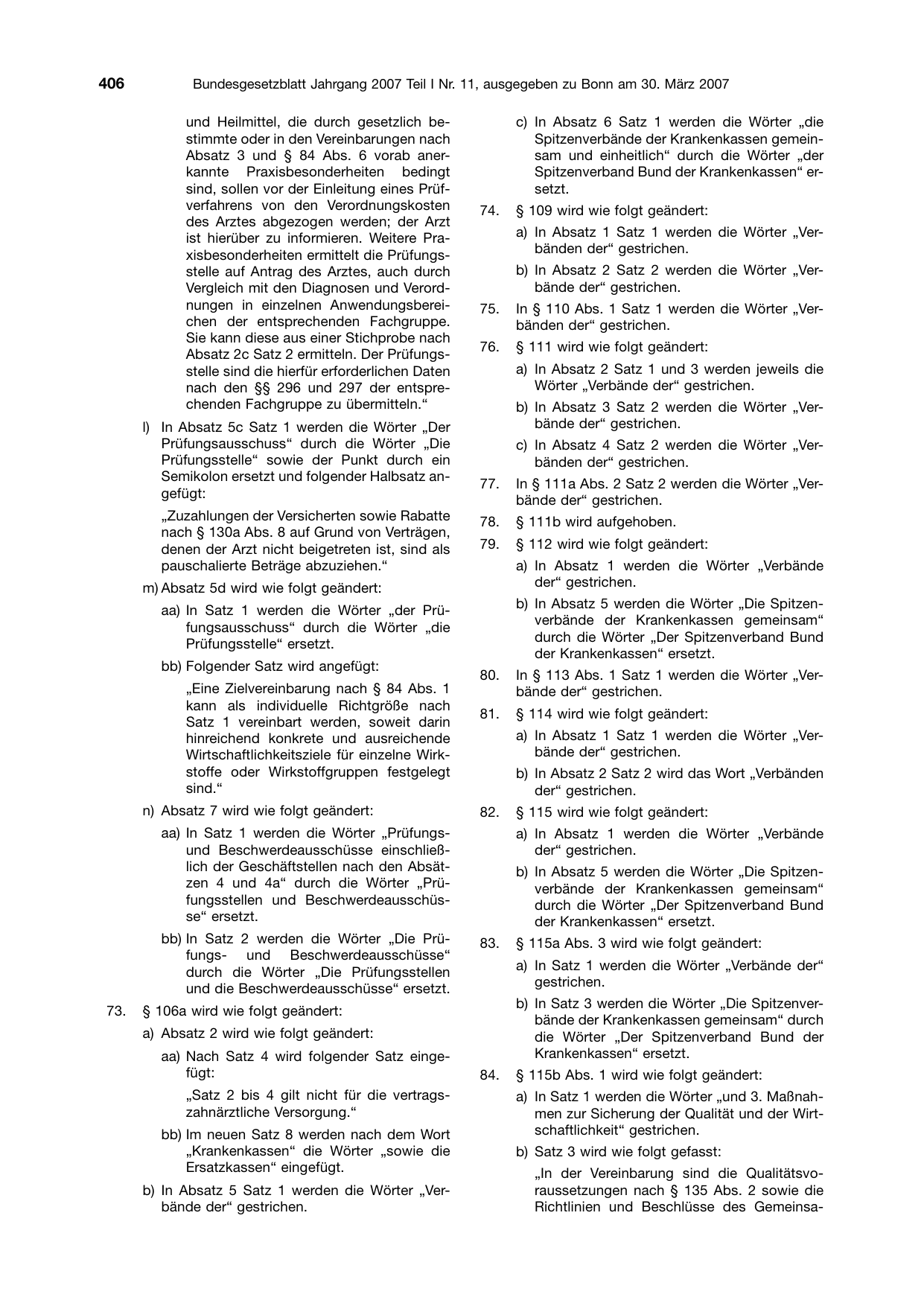 BGBl. 2007, Seite 406 — Originalseite als Abbildung