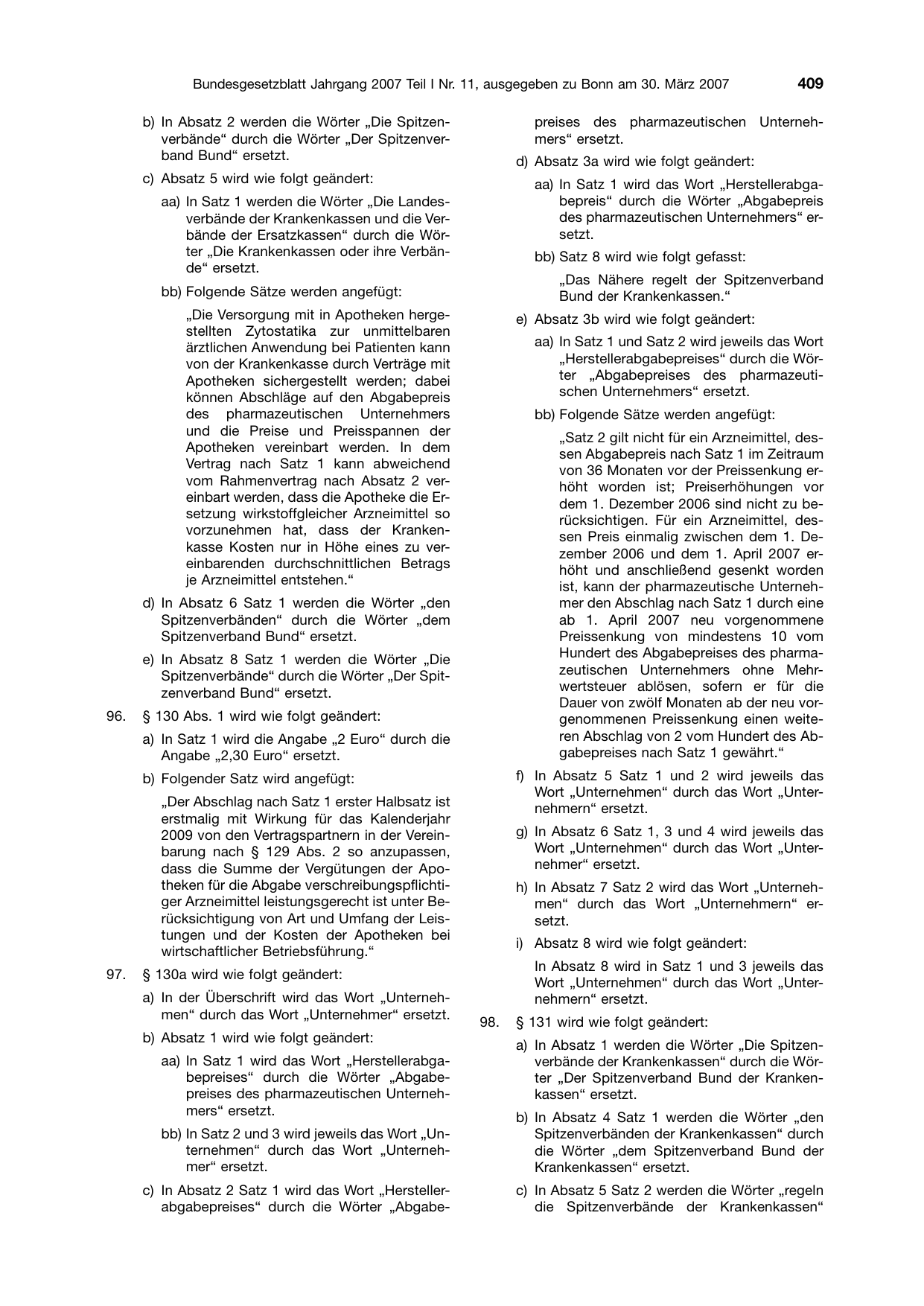 BGBl. 2007, Seite 409 — Originalseite als Abbildung
