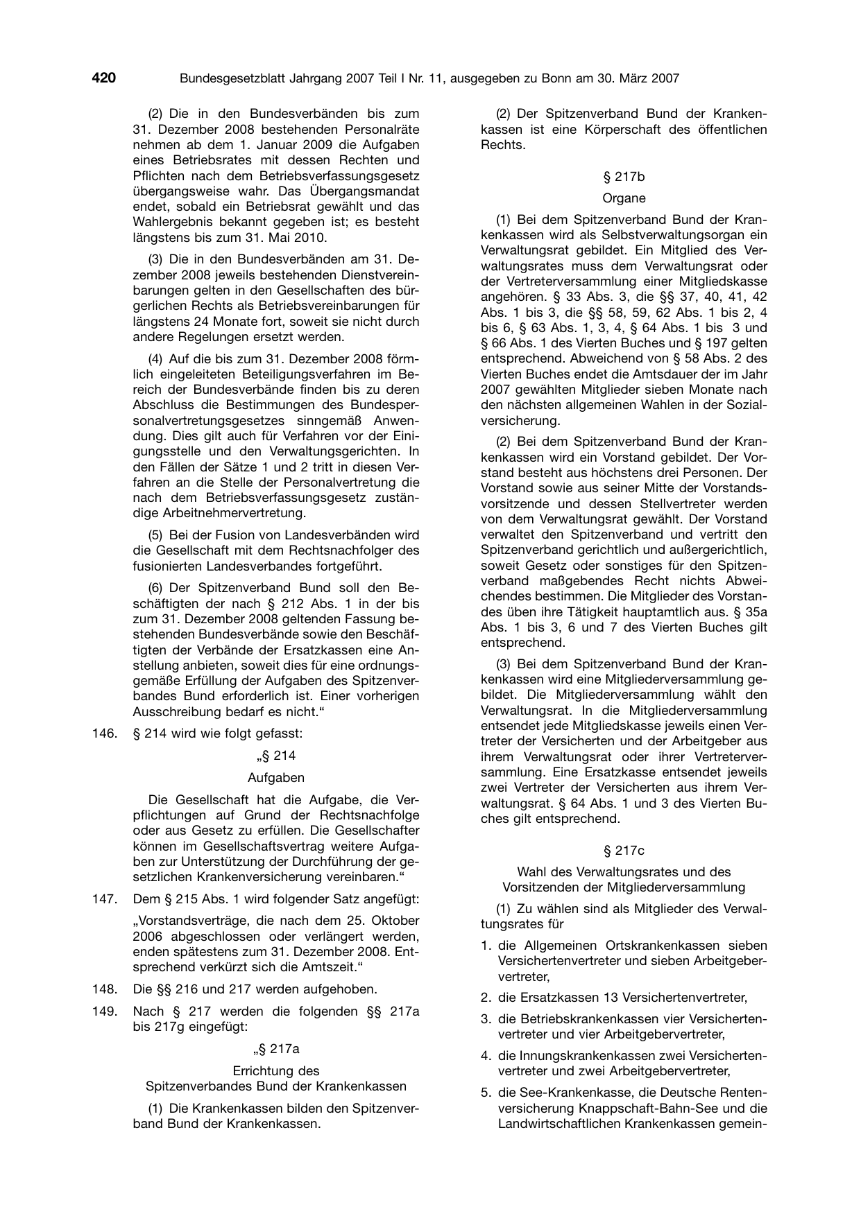BGBl. 2007, Seite 420 — Originalseite als Abbildung
