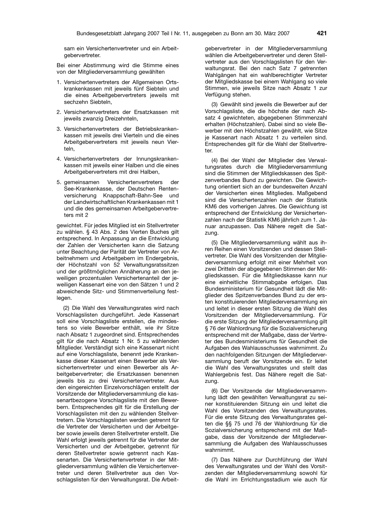 BGBl. 2007, Seite 421 — Originalseite als Abbildung