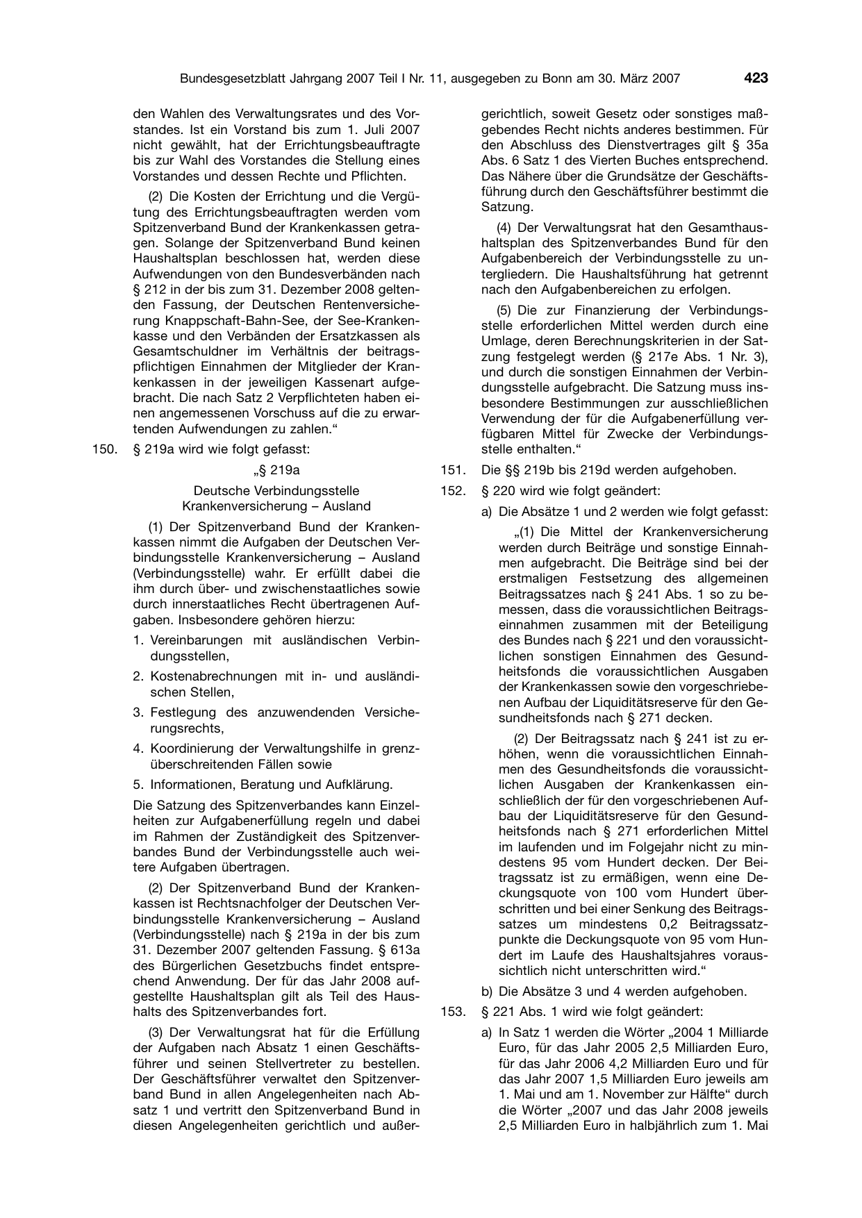 BGBl. 2007, Seite 423 — Originalseite als Abbildung