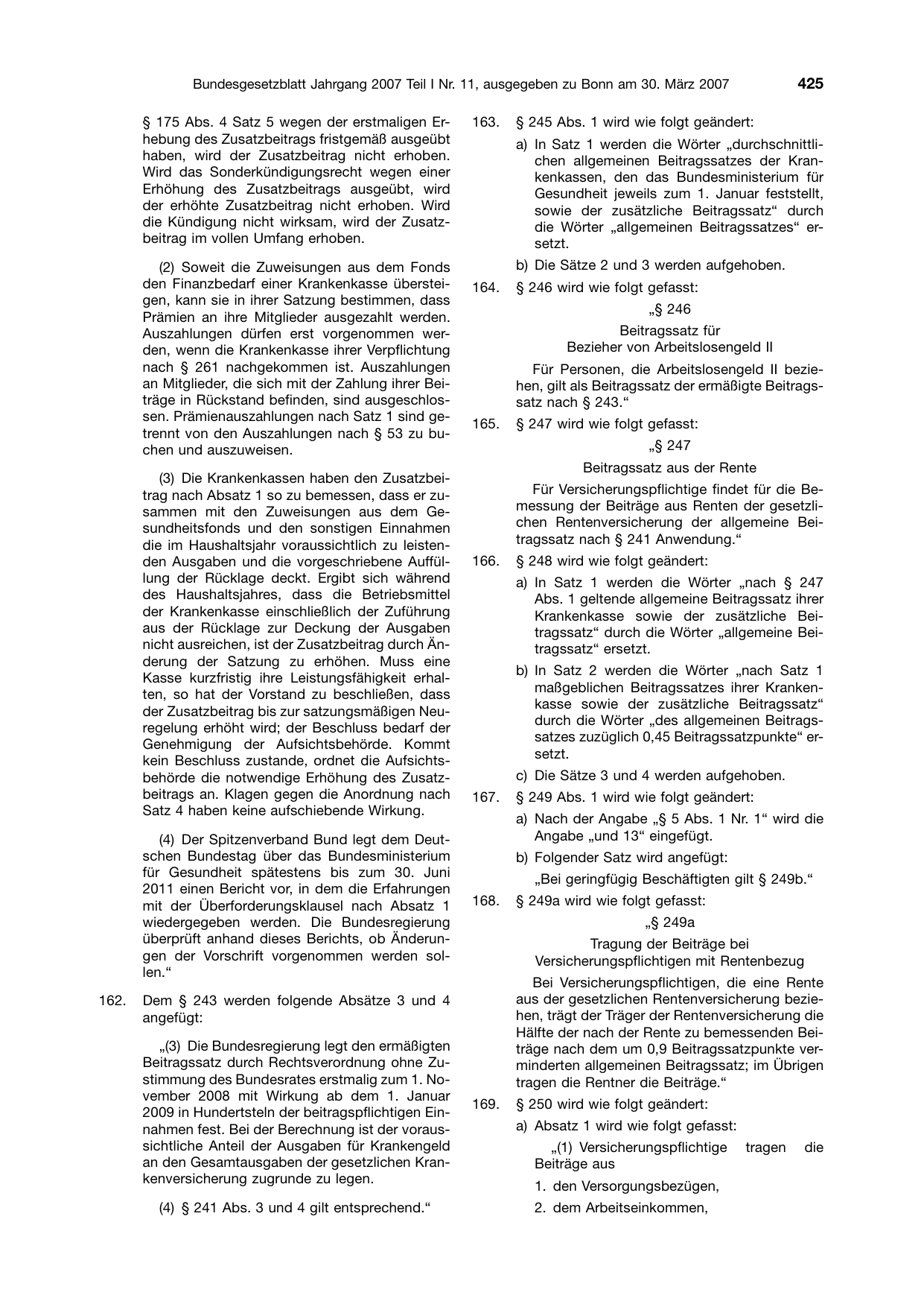 BGBl. 2007, Seite 425 — Originalseite als Abbildung