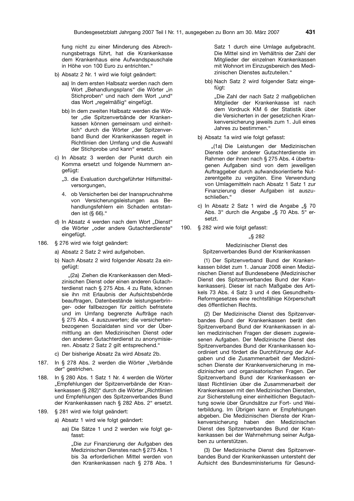 BGBl. 2007, Seite 431 — Originalseite als Abbildung