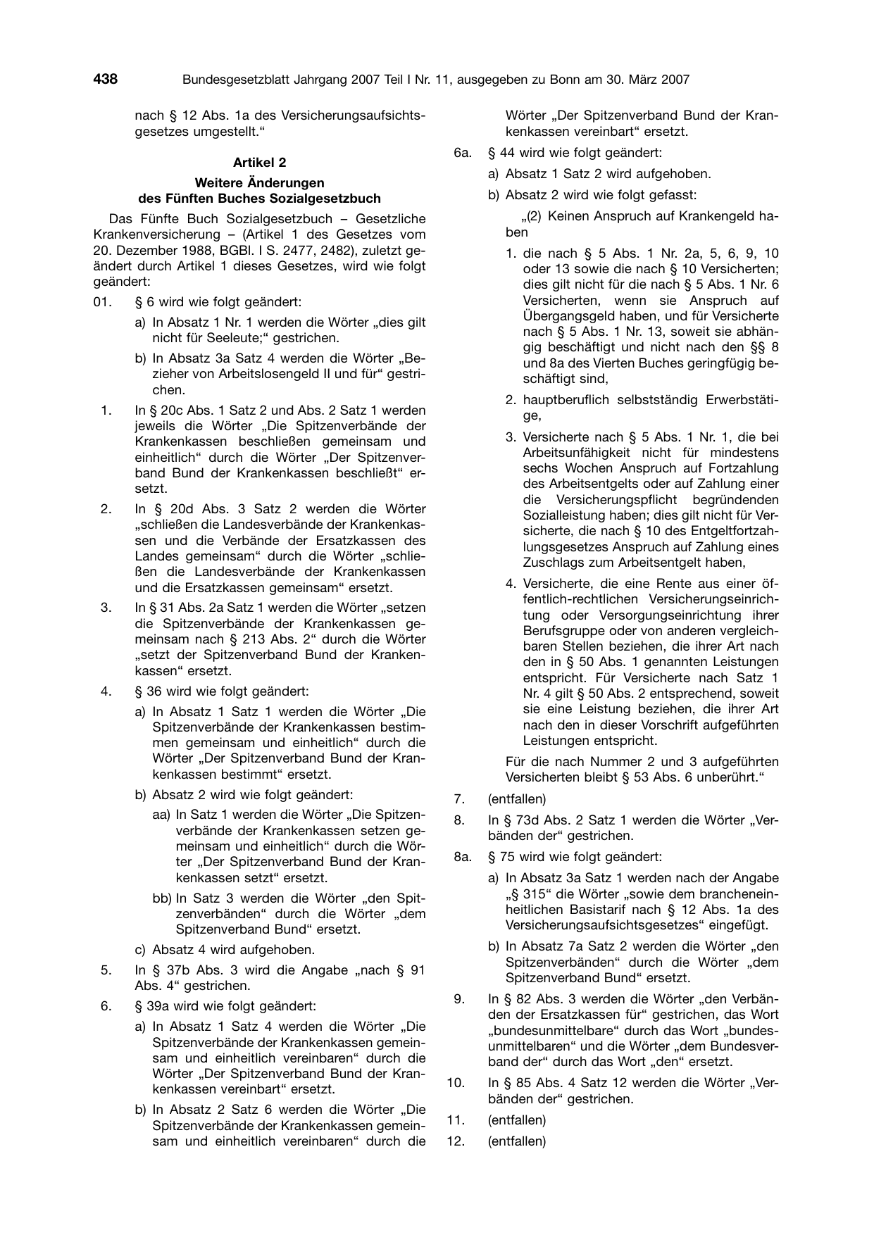 BGBl. 2007, Seite 438 — Originalseite als Abbildung