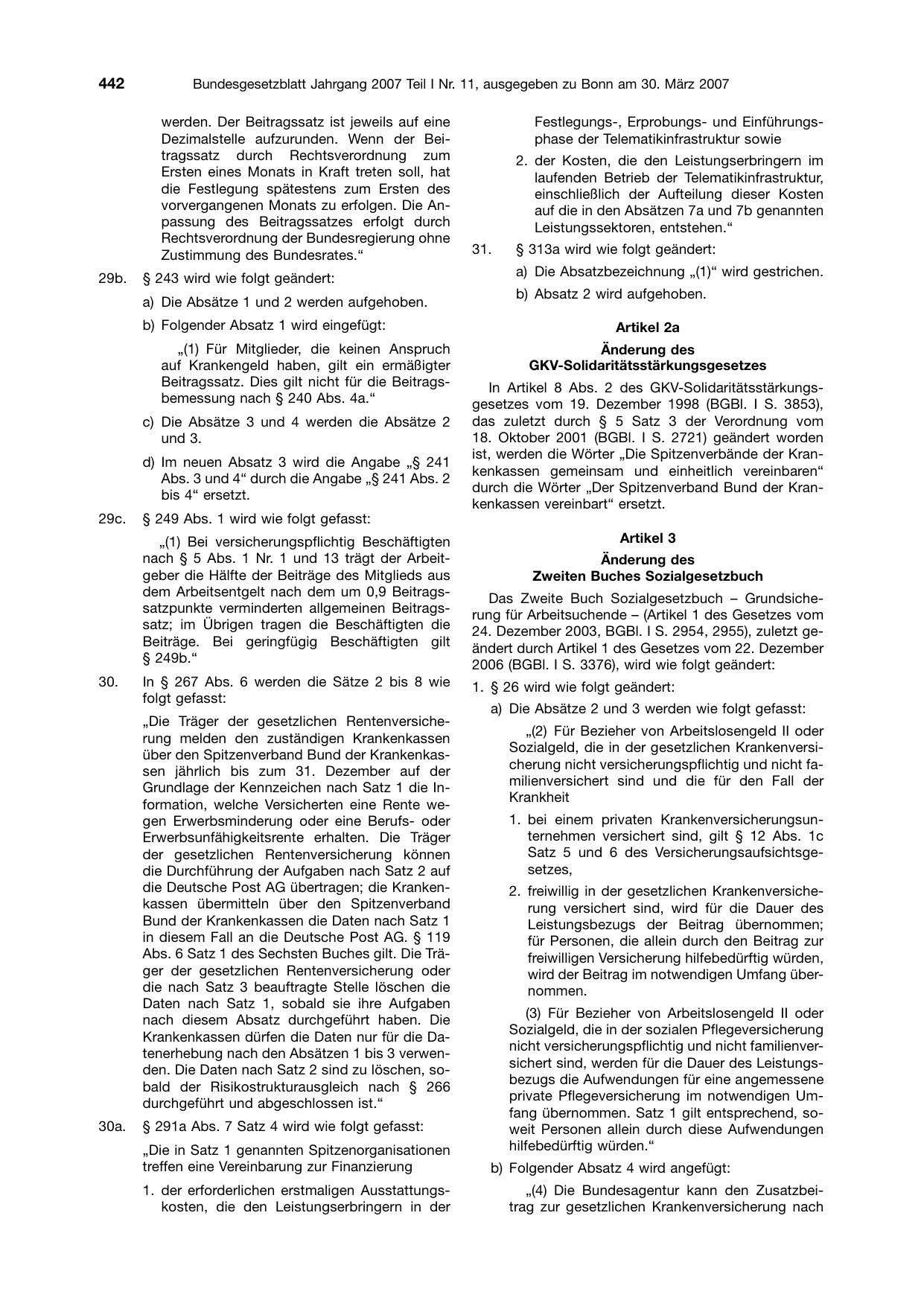 BGBl. 2007, Seite 442 — Originalseite als Abbildung