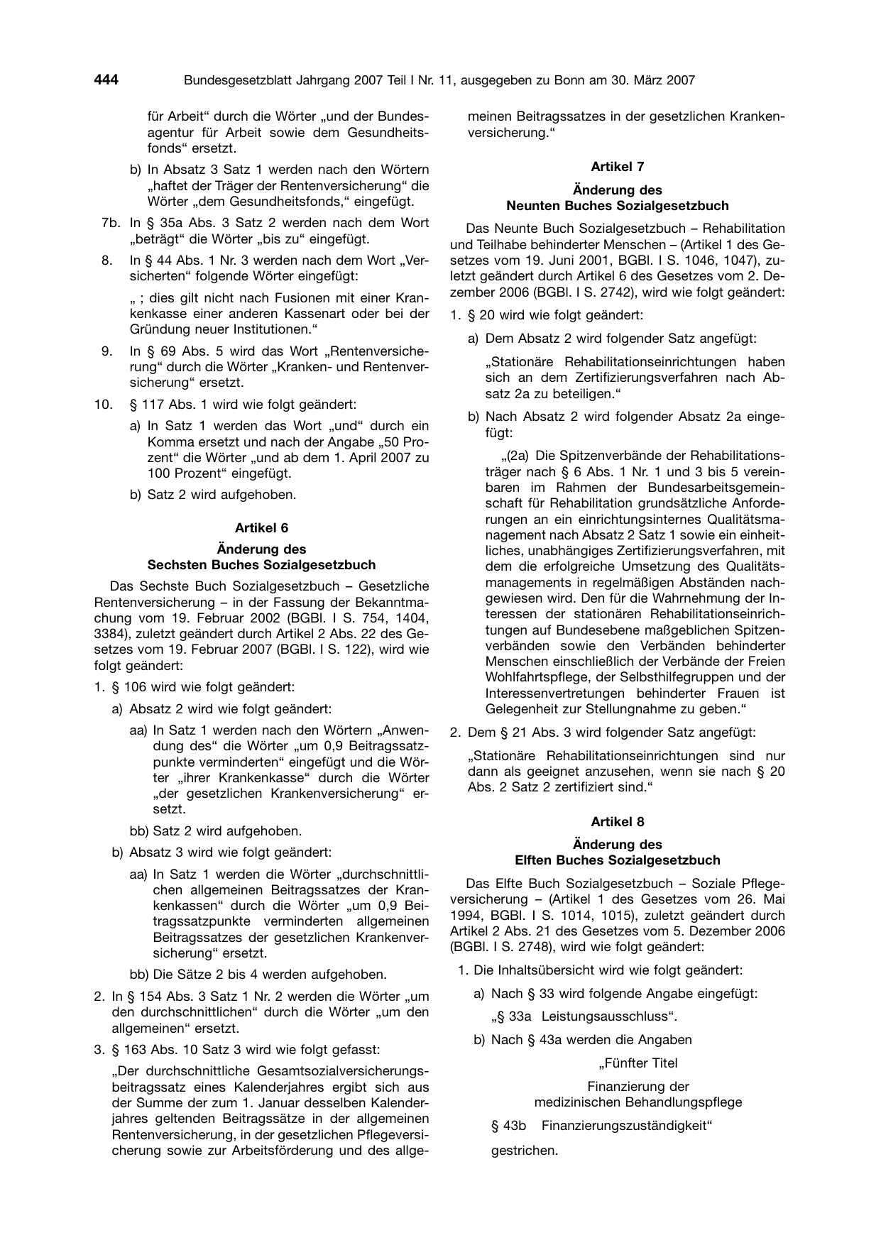 BGBl. 2007, Seite 444 — Originalseite als Abbildung