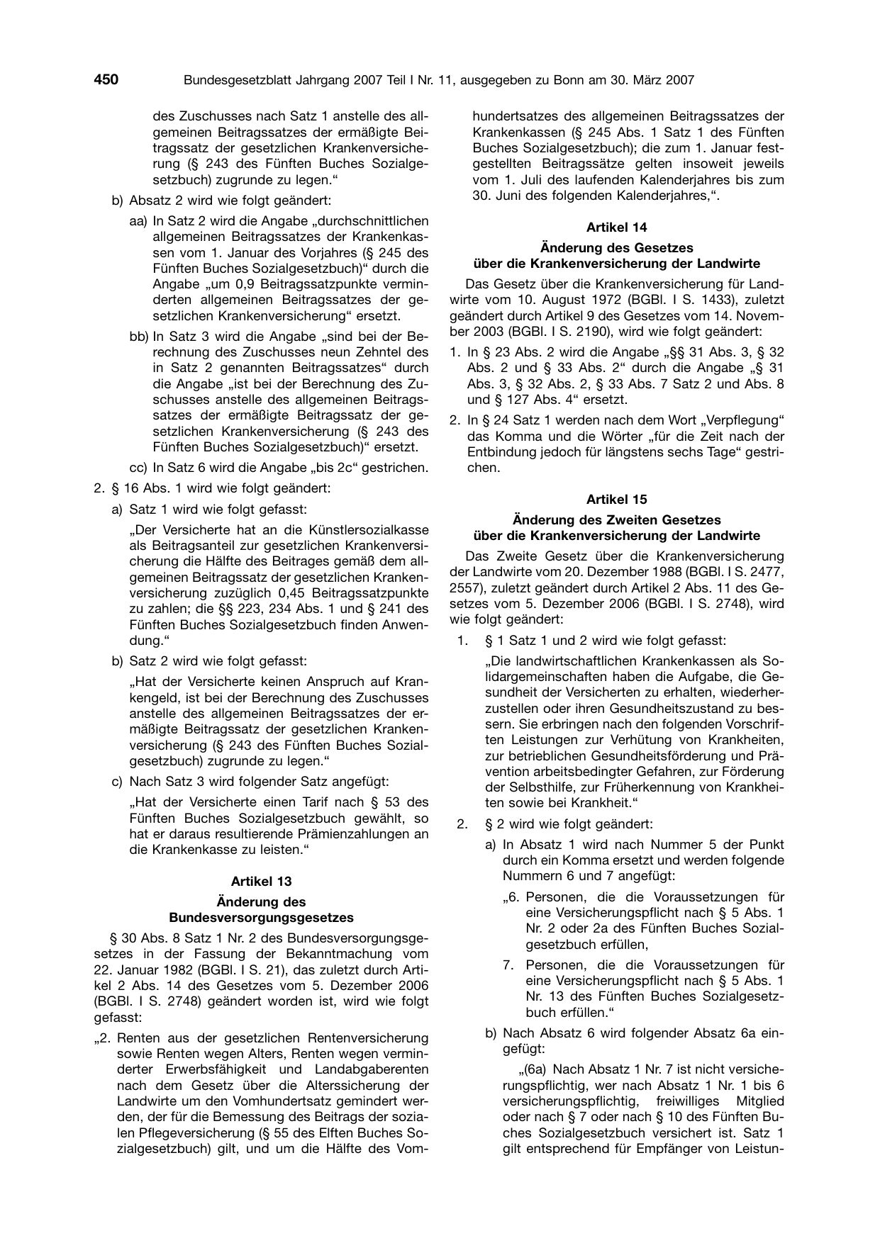 BGBl. 2007, Seite 450 — Originalseite als Abbildung