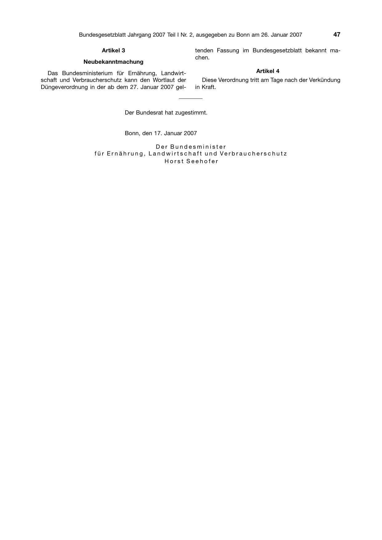 BGBl. 2007, Seite 47 — Originalseite als Abbildung