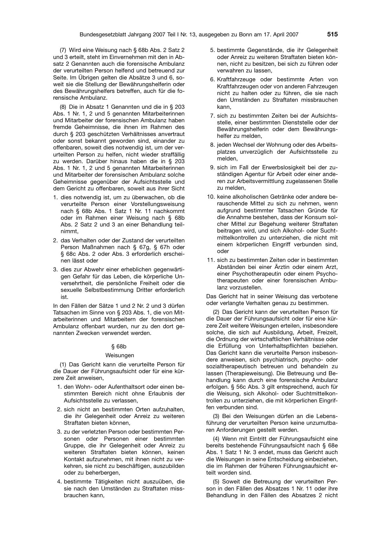 BGBl. 2007, Seite 515 — Originalseite als Abbildung