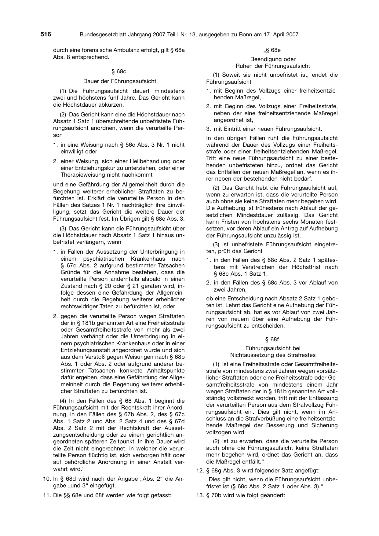 BGBl. 2007, Seite 516 — Originalseite als Abbildung