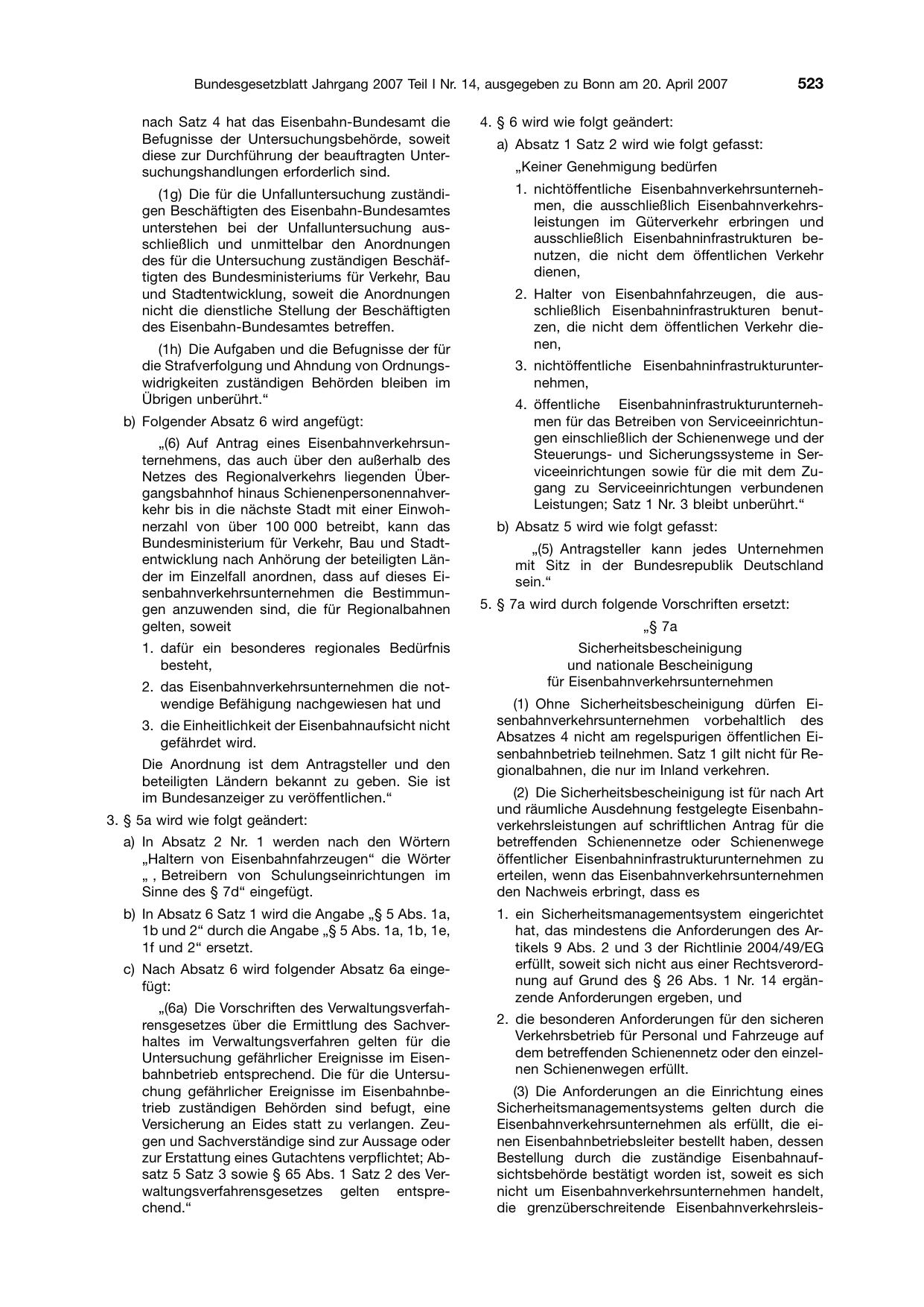 BGBl. 2007, Seite 523 — Originalseite als Abbildung