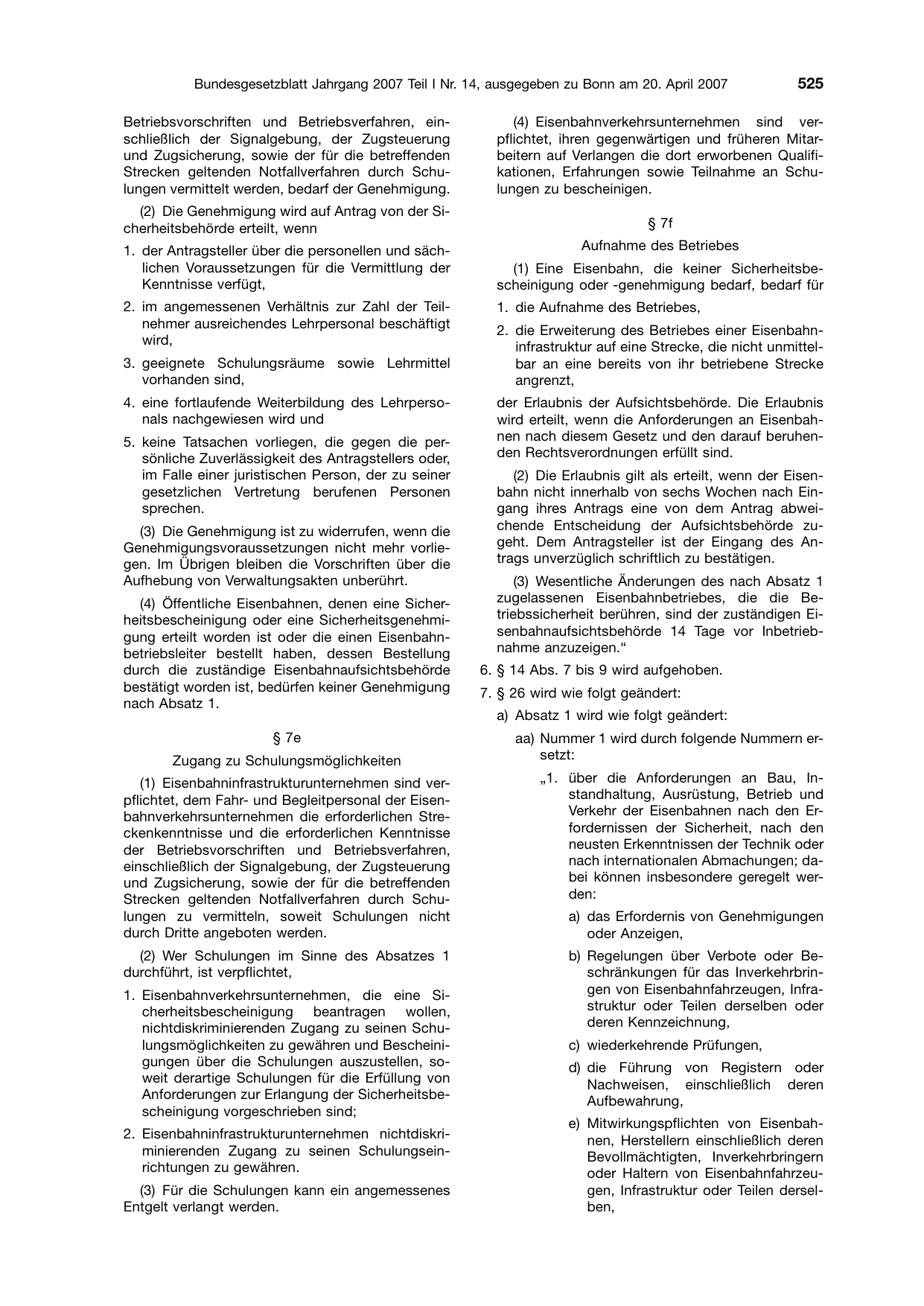 BGBl. 2007, Seite 525 — Originalseite als Abbildung