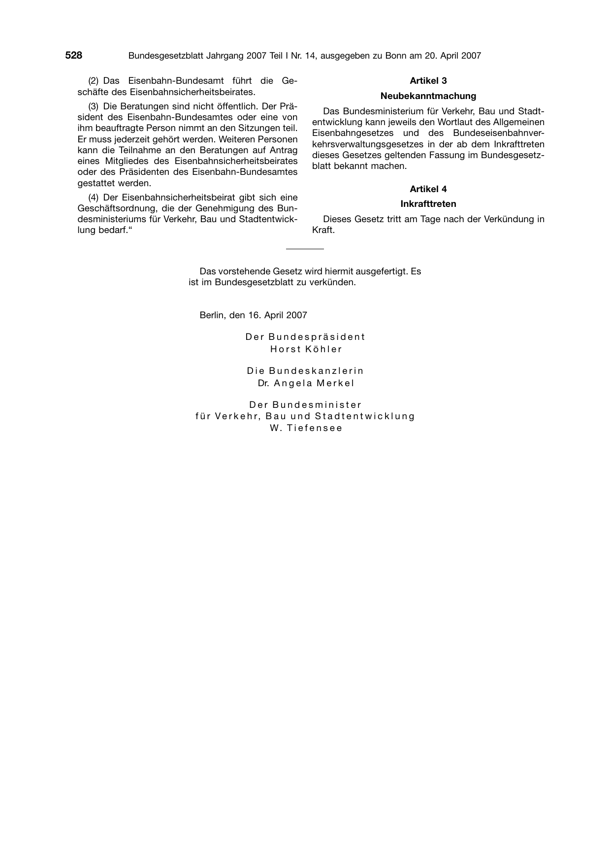 BGBl. 2007, Seite 528 — Originalseite als Abbildung