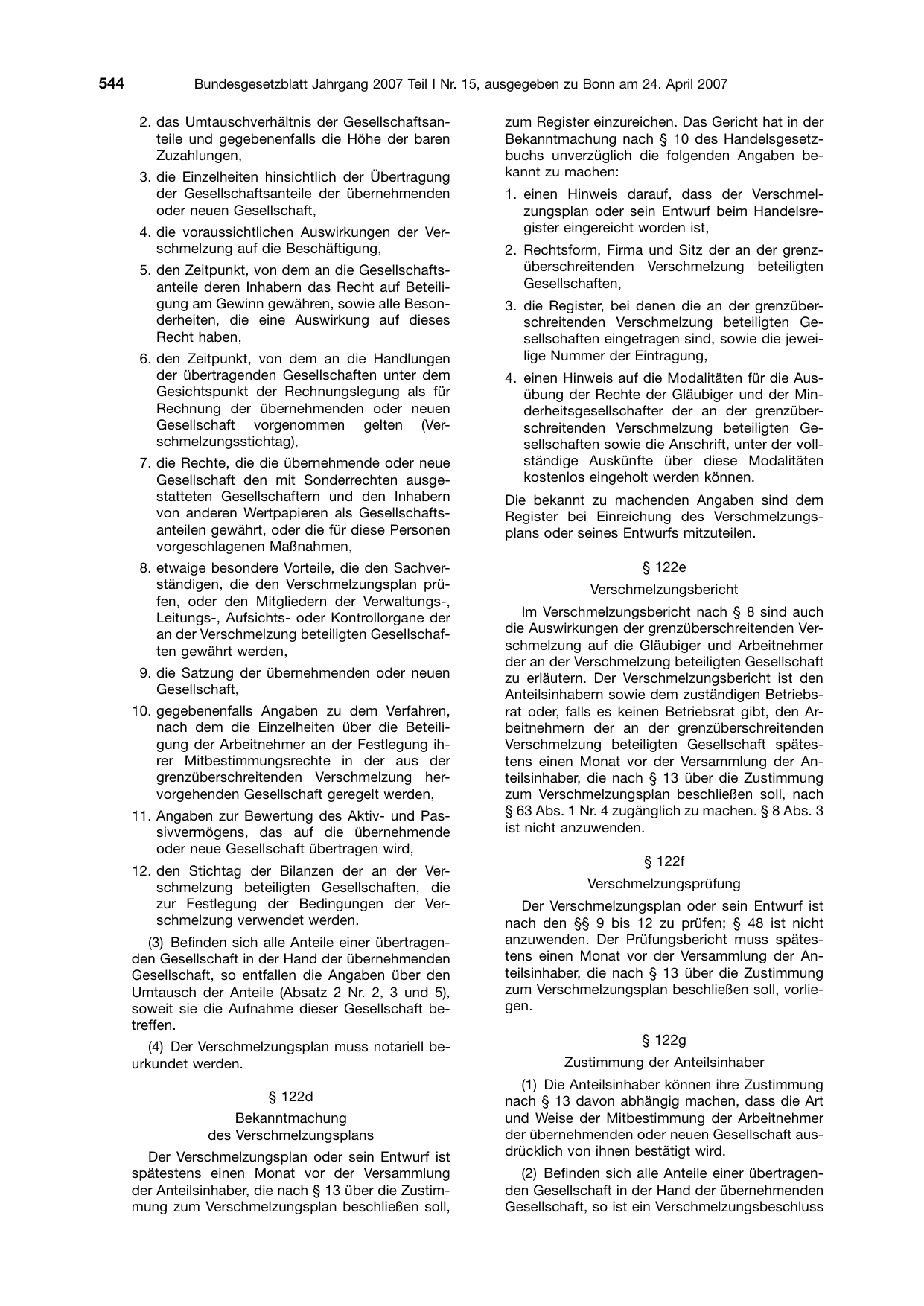 BGBl. 2007, Seite 544 — Originalseite als Abbildung