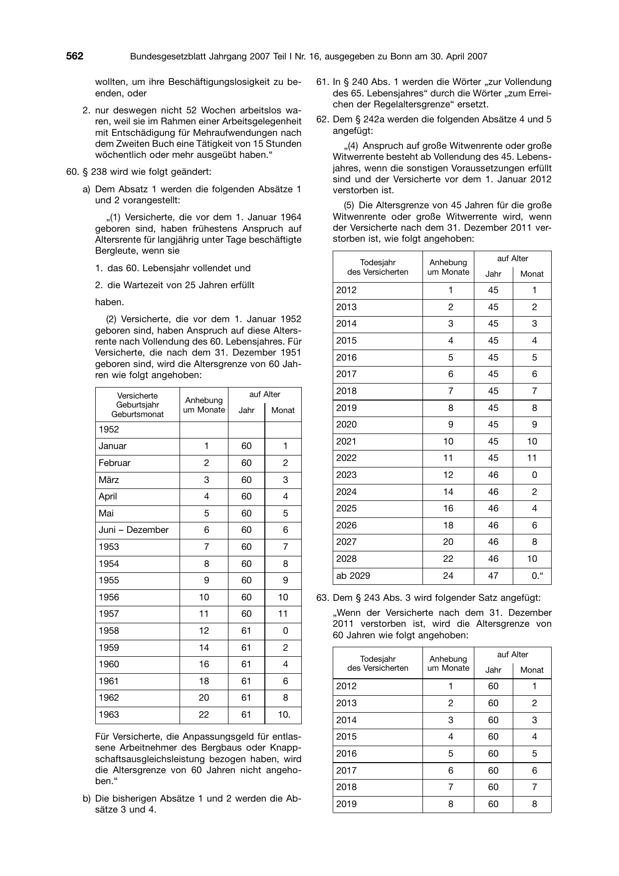 BGBl. 2007, Seite 562 — Originalseite als Abbildung